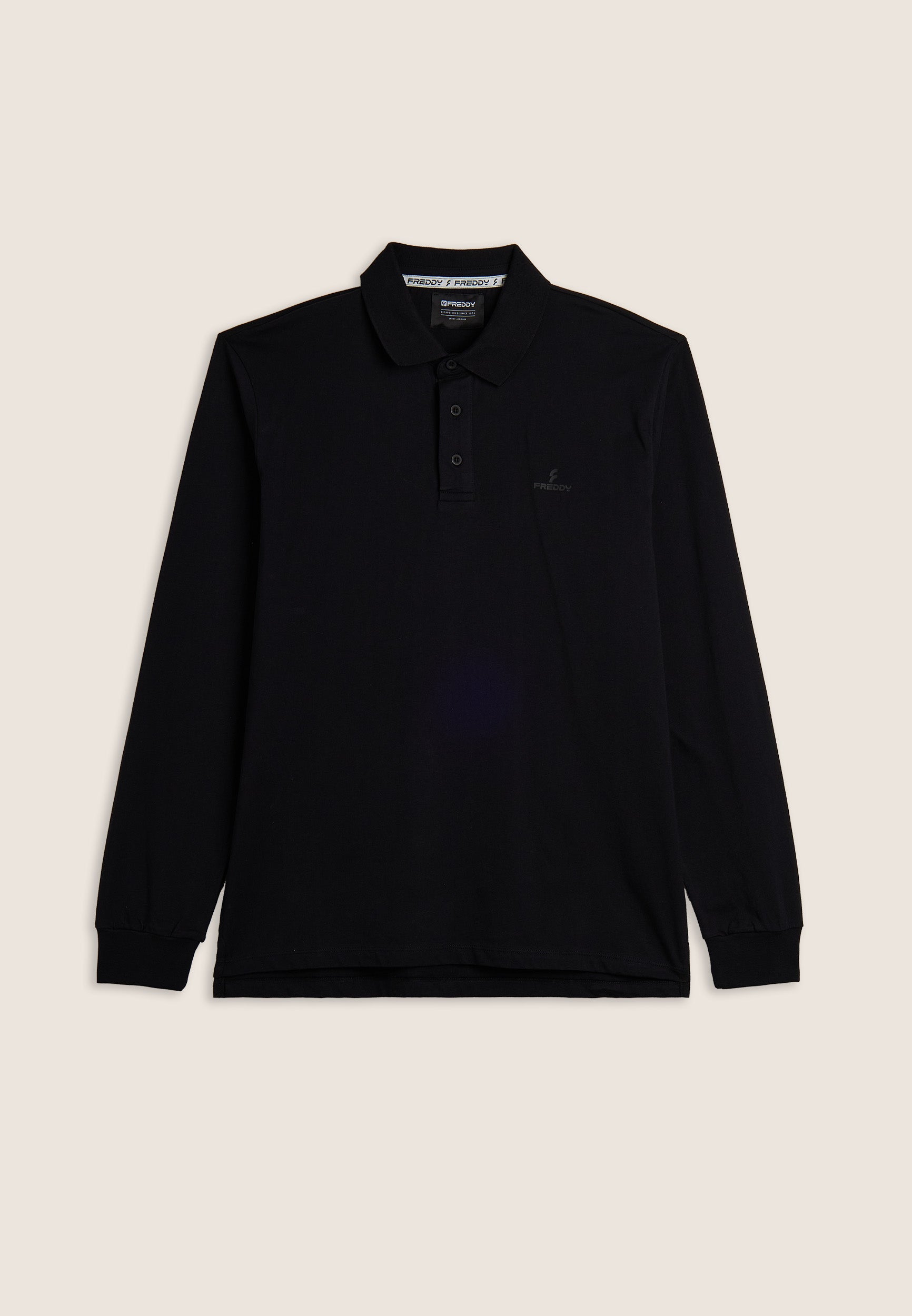 Long-sleeved polo shirt with side vents