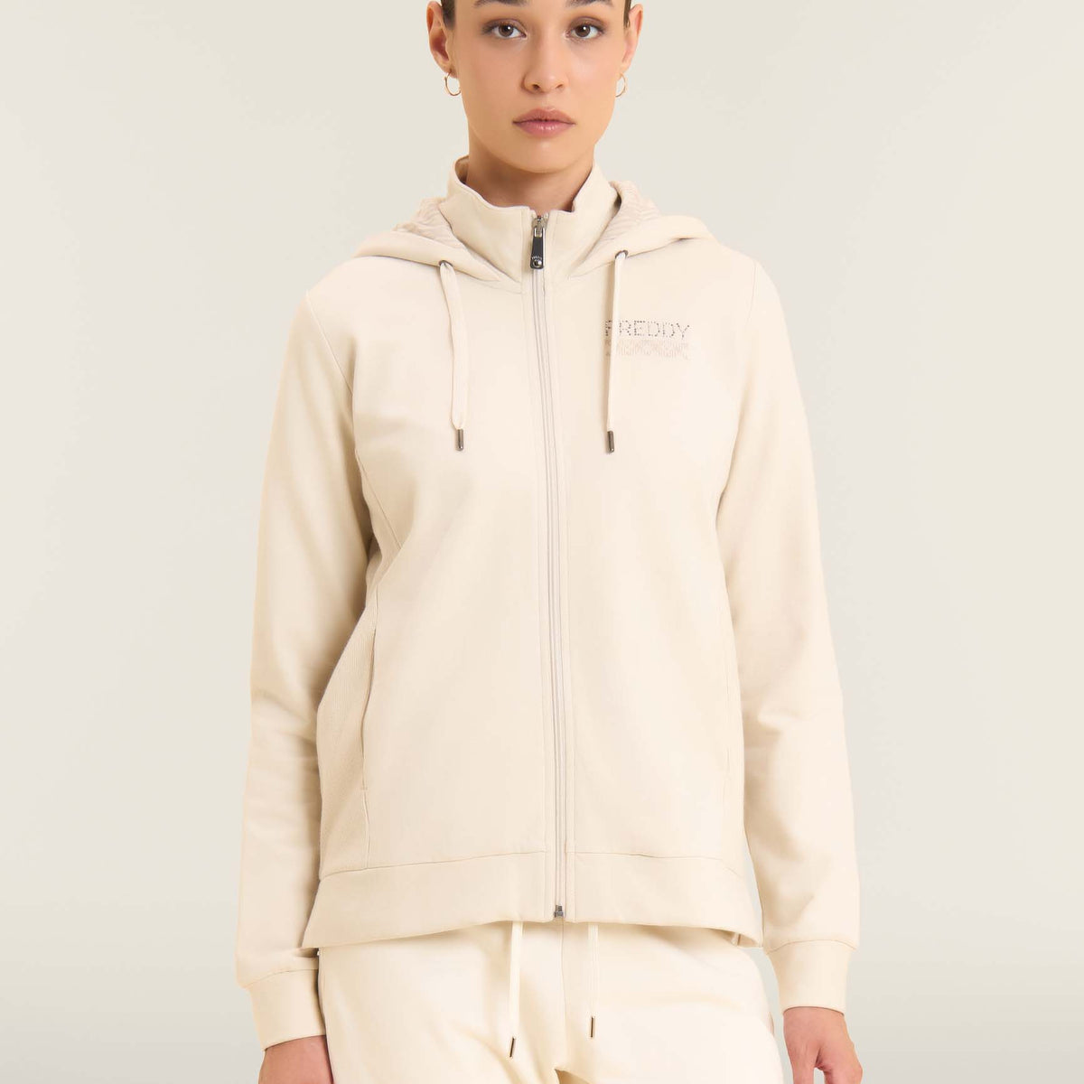 Felpa Con Cappuccio Donna Oversize &ndash; Maniche A Sbuffo Arricciate Rosse &ndash; Con Cordini E Tasche