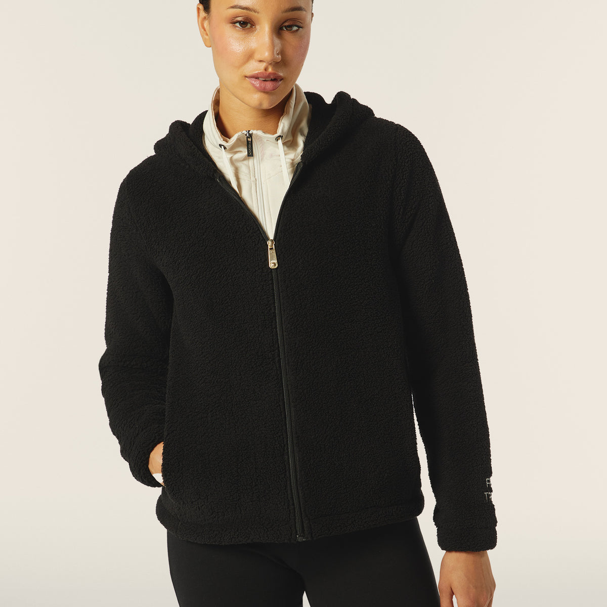 Women's zip hoodie in teddy fabric