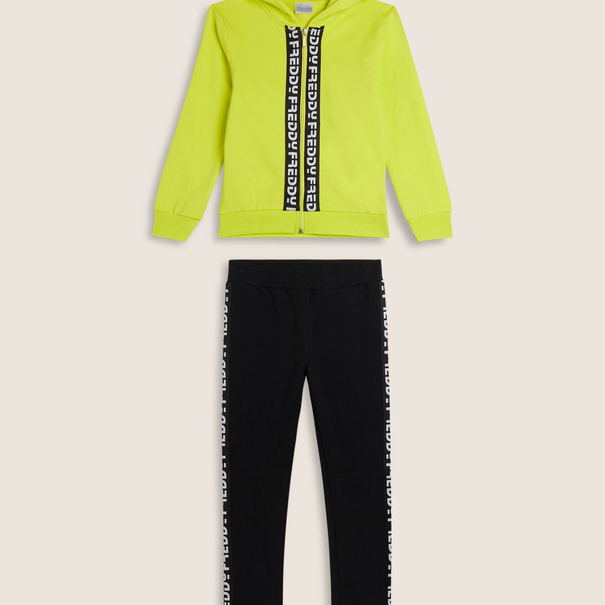 Tuta Cappuccio e Zip Bambina con bande logo FREDDY