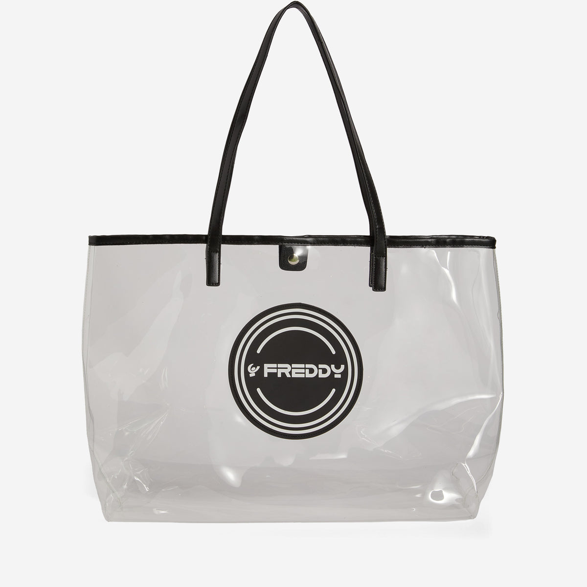 Borsa shopper in pvc trasparente con logo tondo