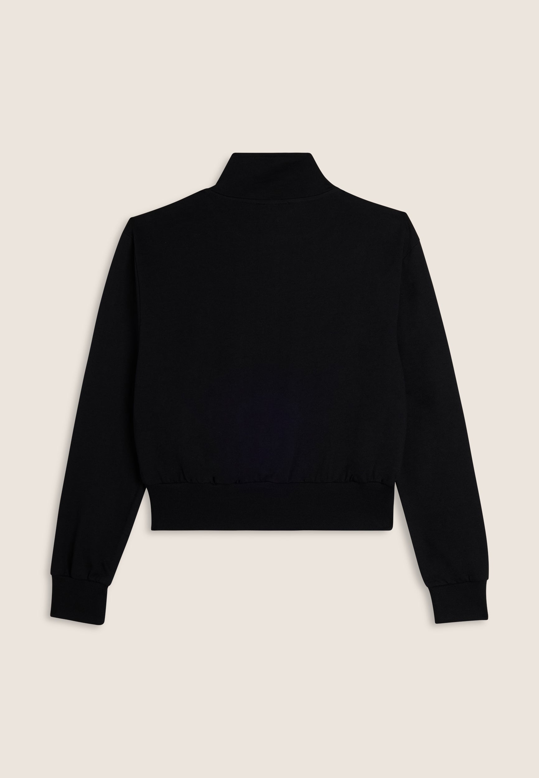 Black cropped turtleneck sweatshirt with zip