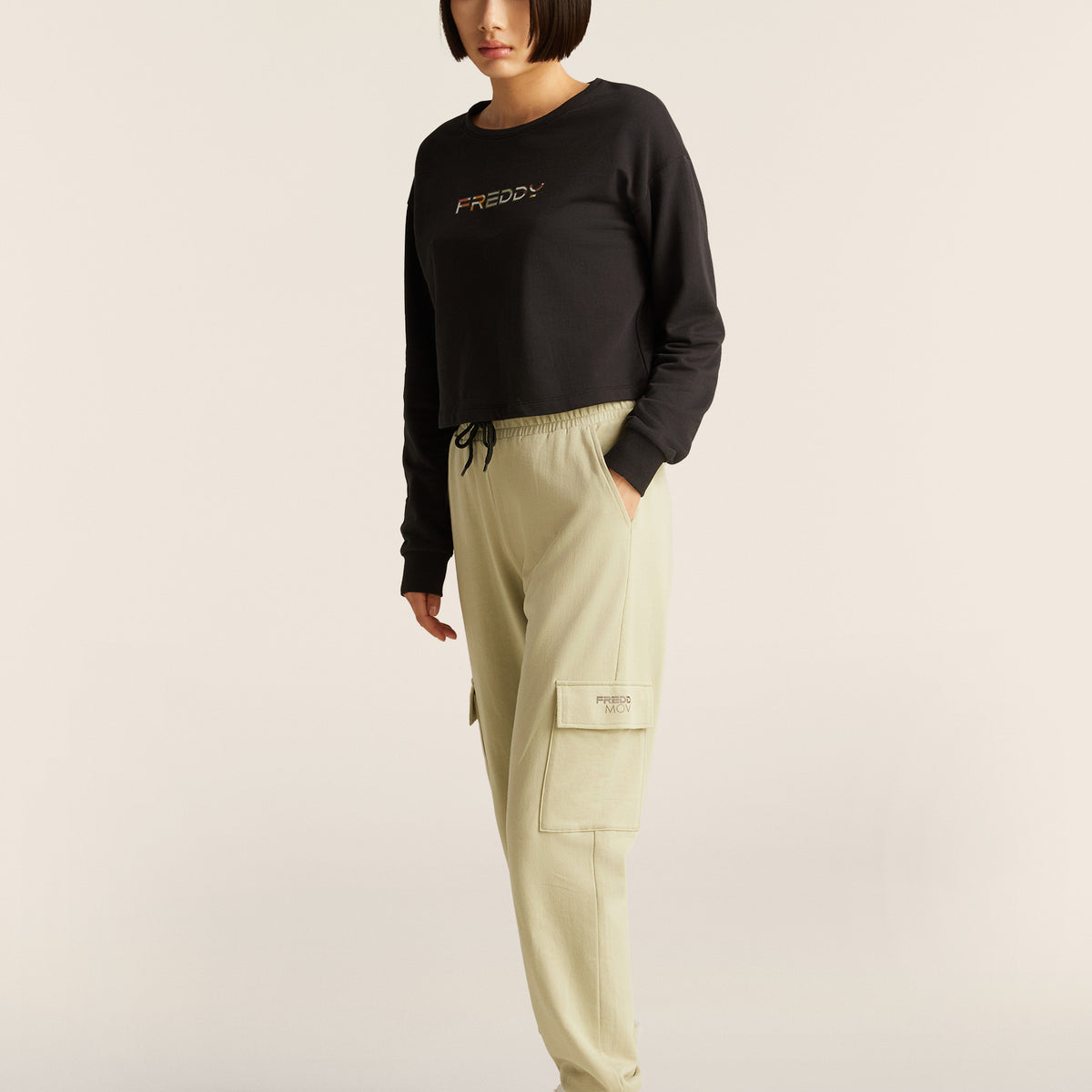 Pantalón cargo regular fit de felpa francesa - Main Image