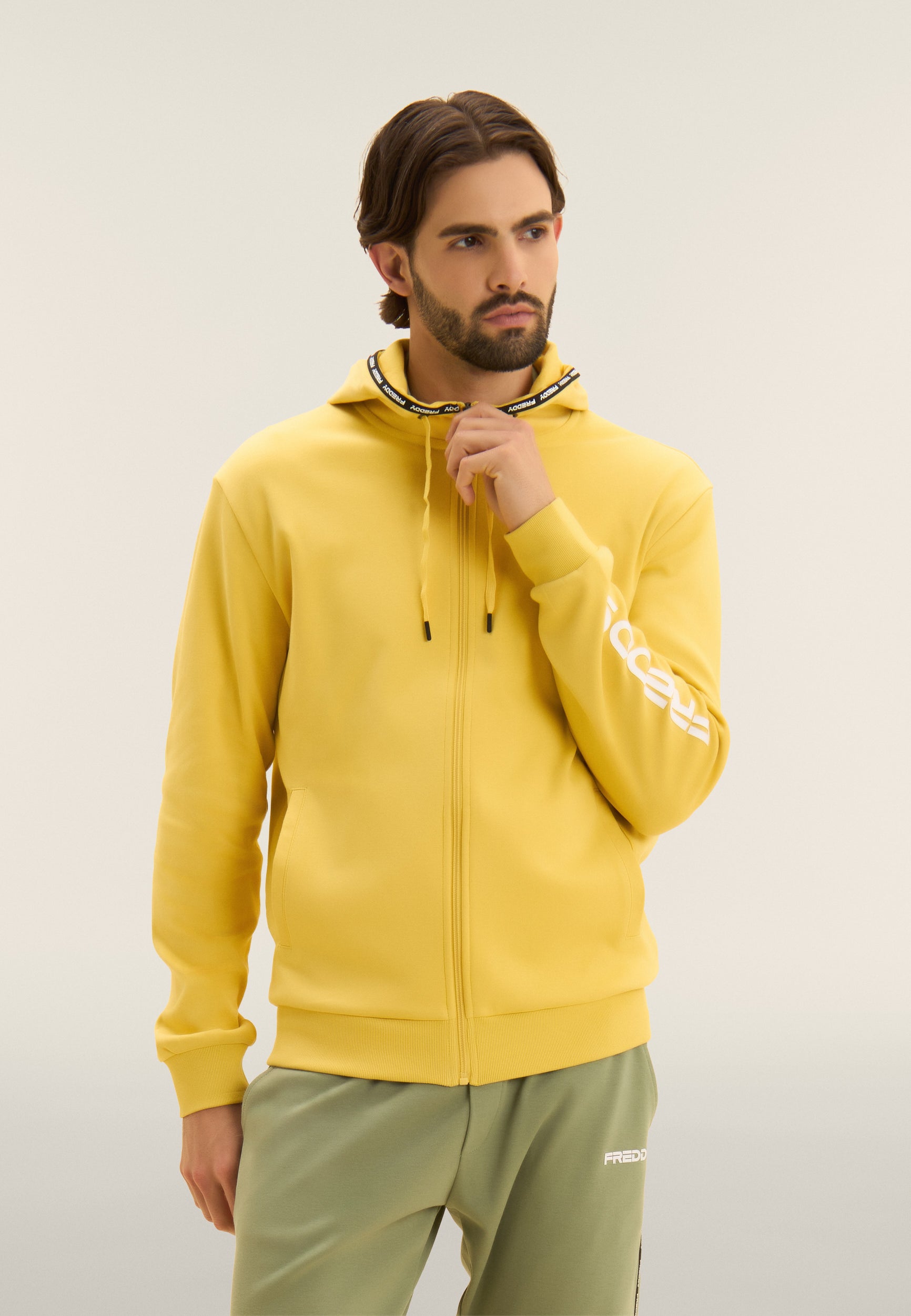 Cotton interlock zip hoodie