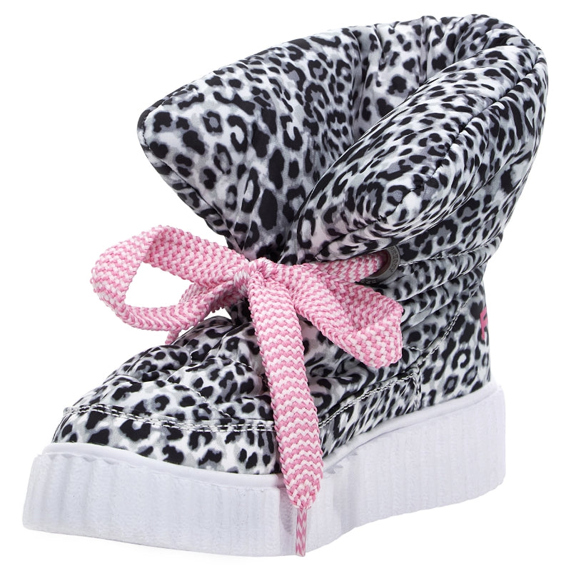 puff boot animalier black and white