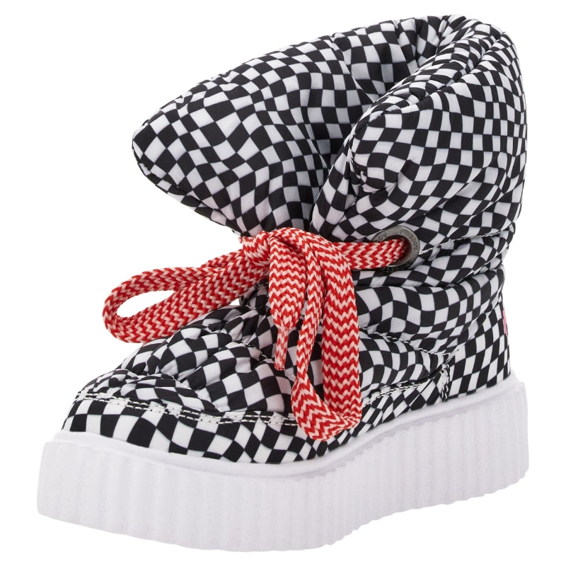 puff boot optical black and white checks