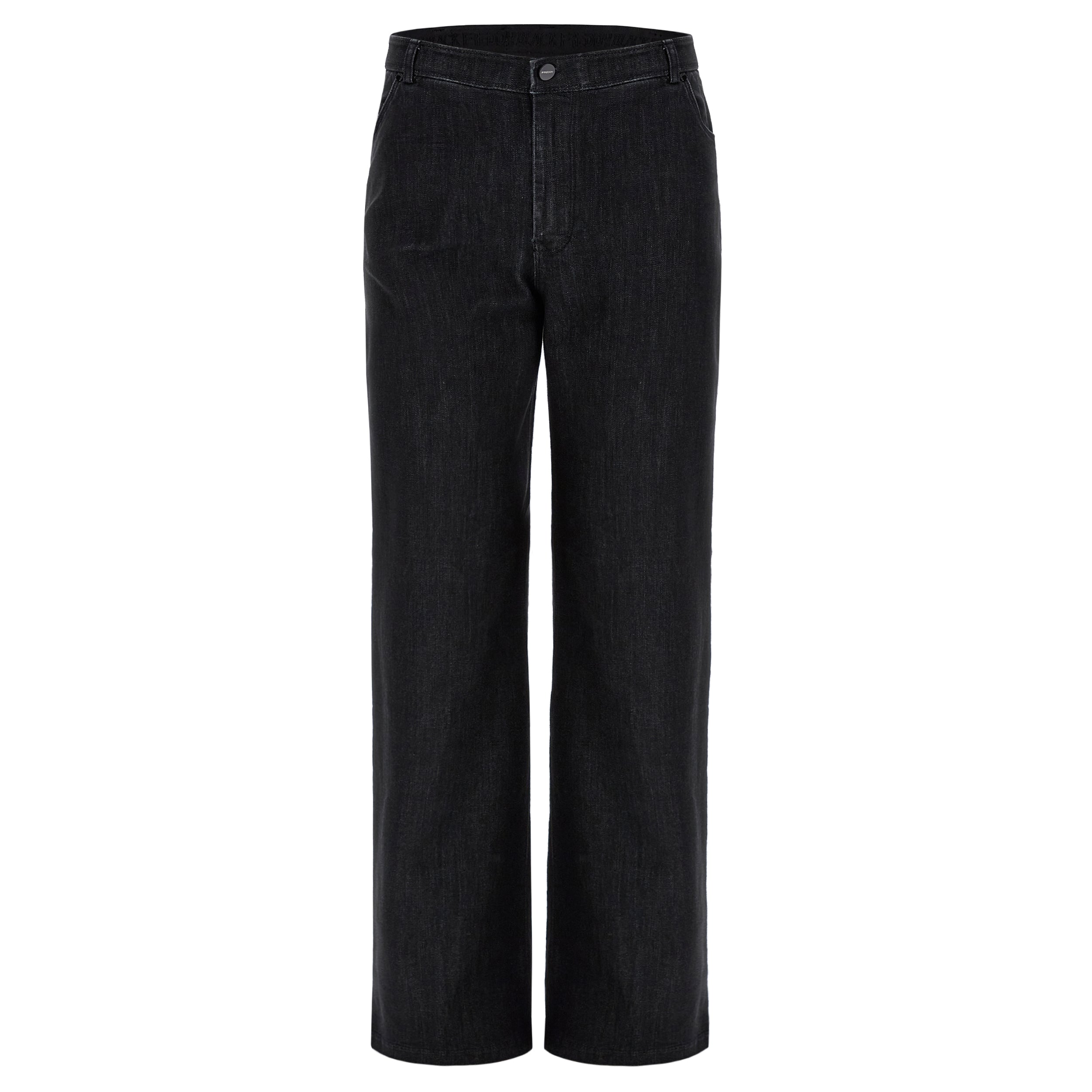 Regular waist wide-leg jeans with central seams