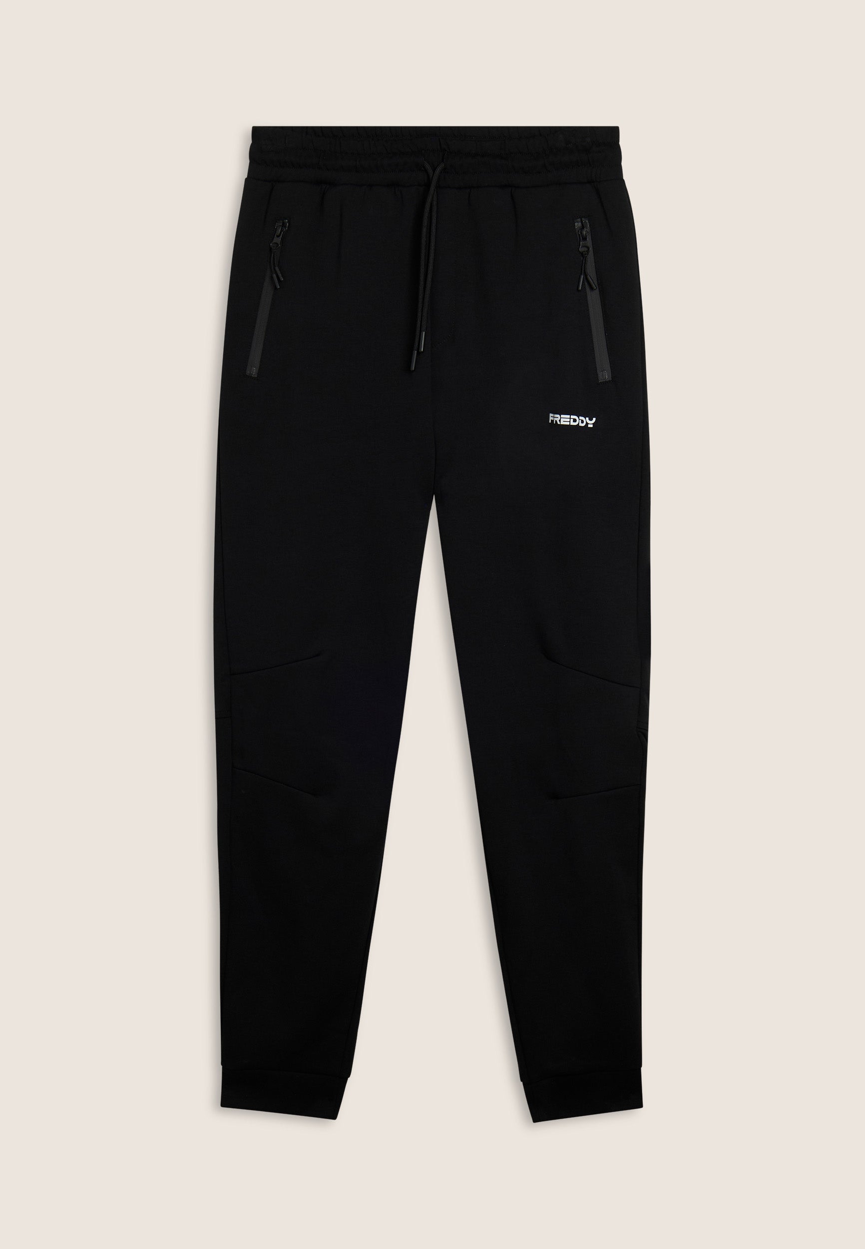 Carrot fit interlock trousers with side zips