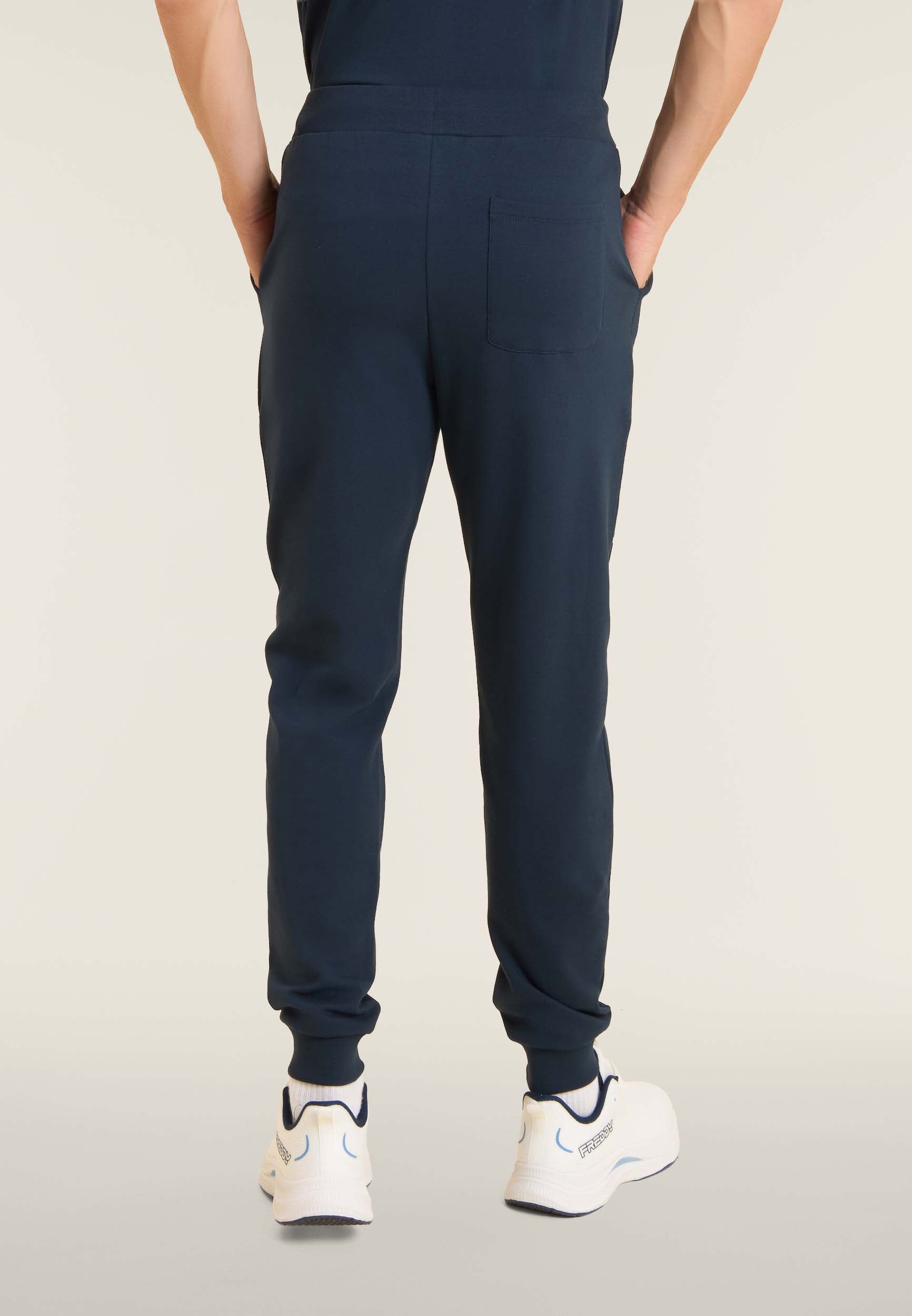Slim fit interlock trousers with large embossed logo
