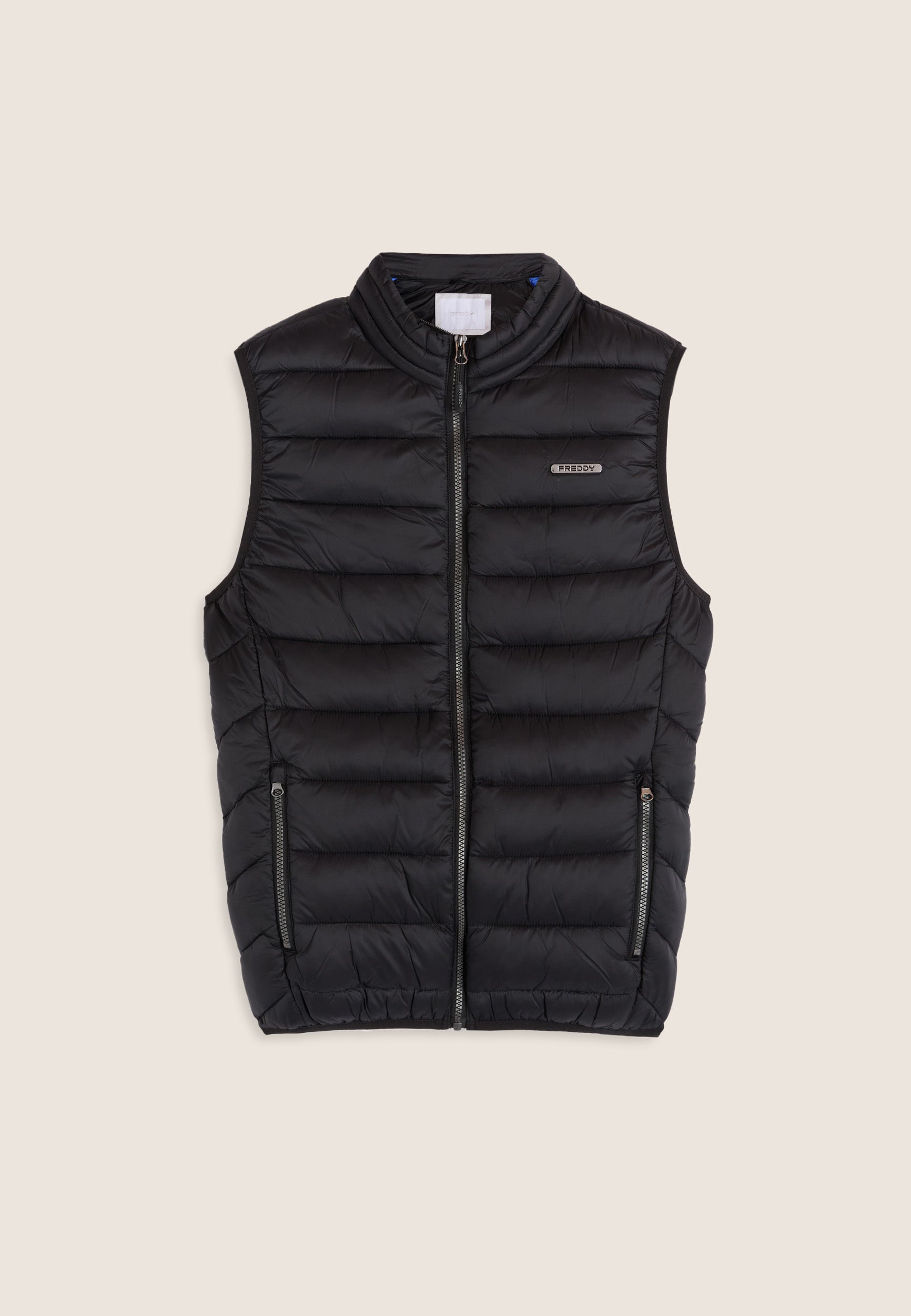 Quilted vest with turtleneck and double-slide zip