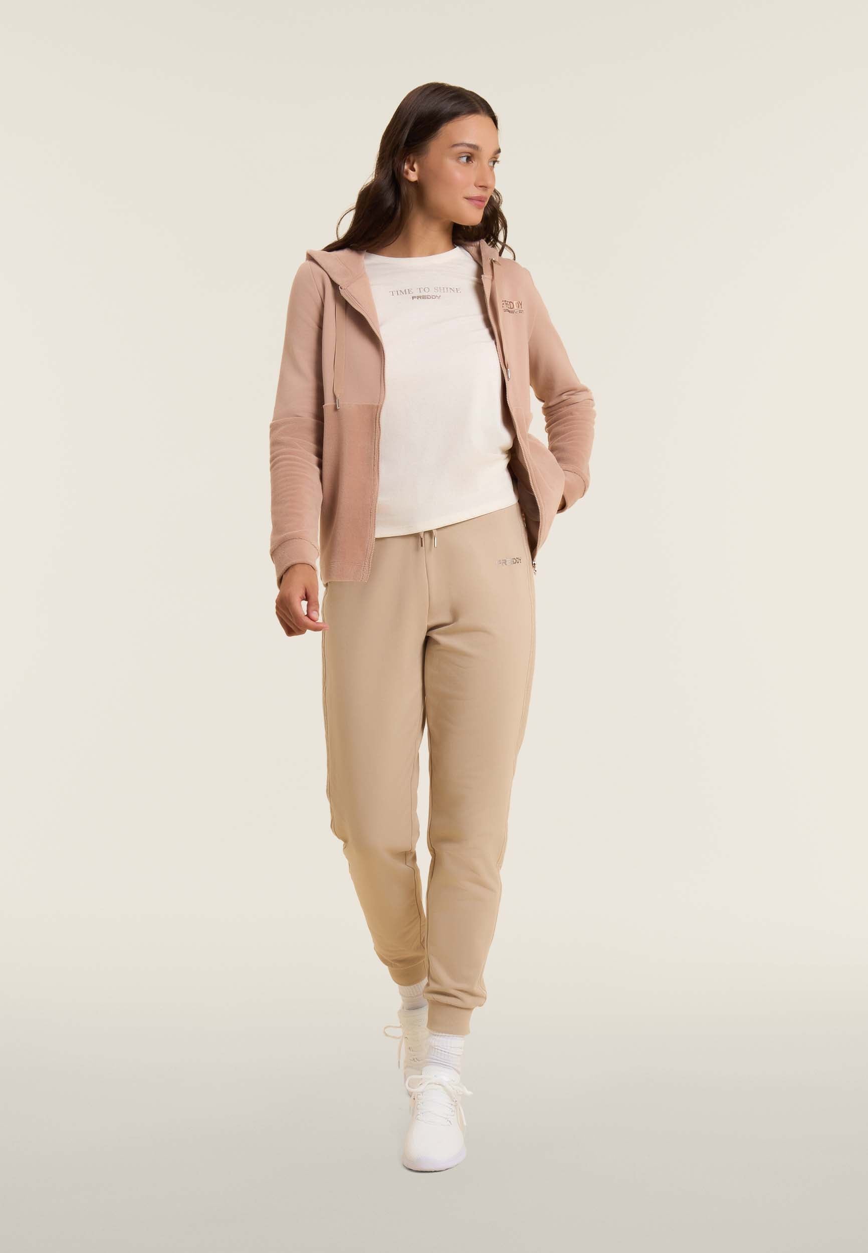 Women's zip hoodie with velvet bottom