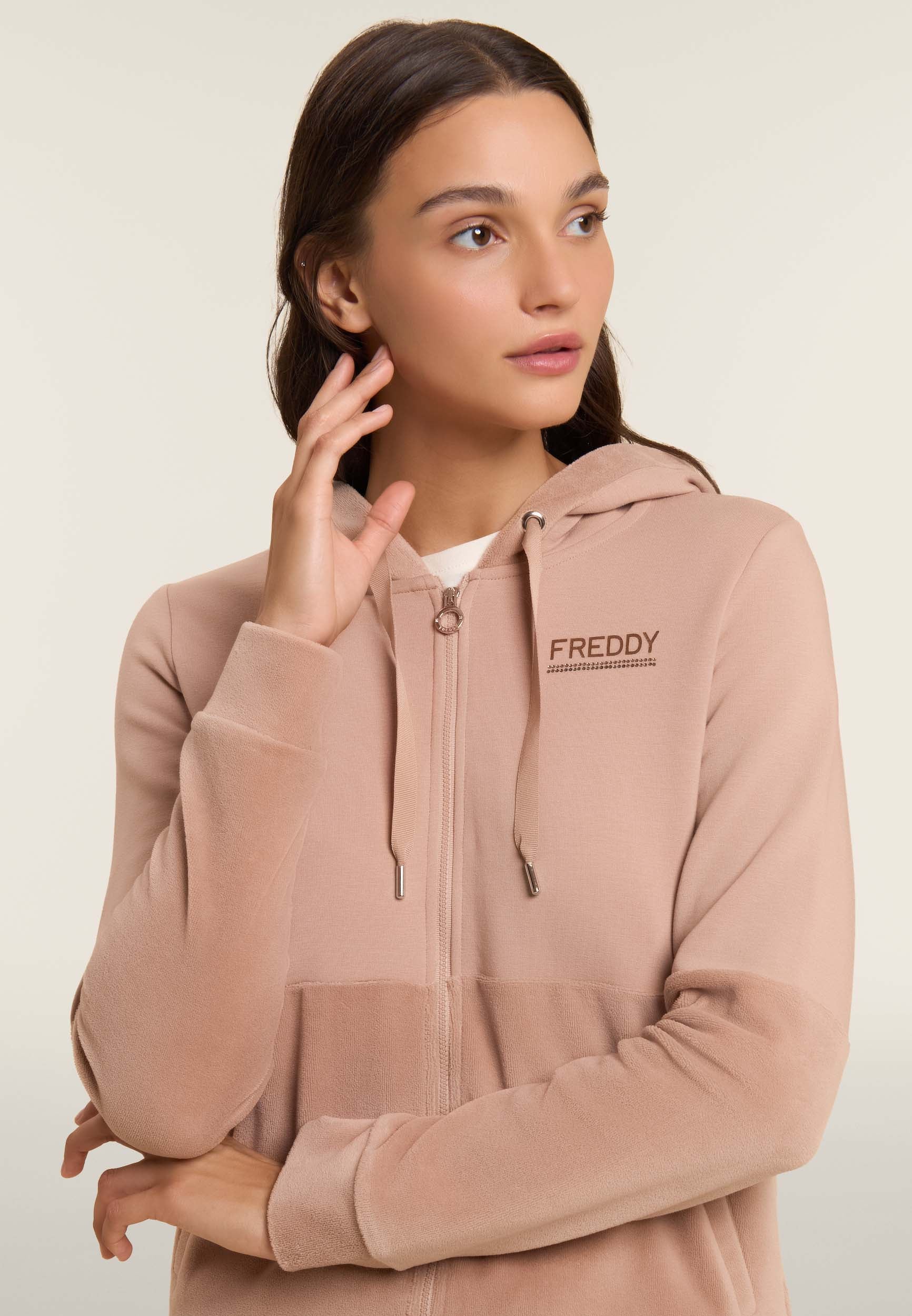 Women's zip hoodie with velvet bottom