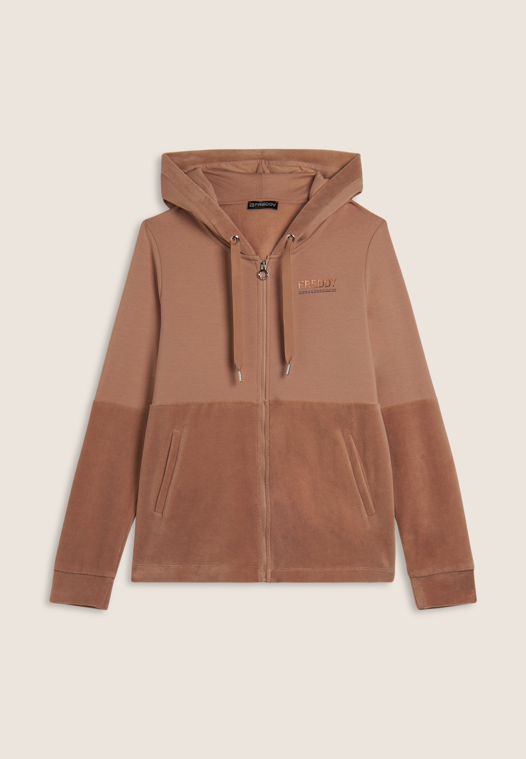 Women's zip hoodie with velvet bottom