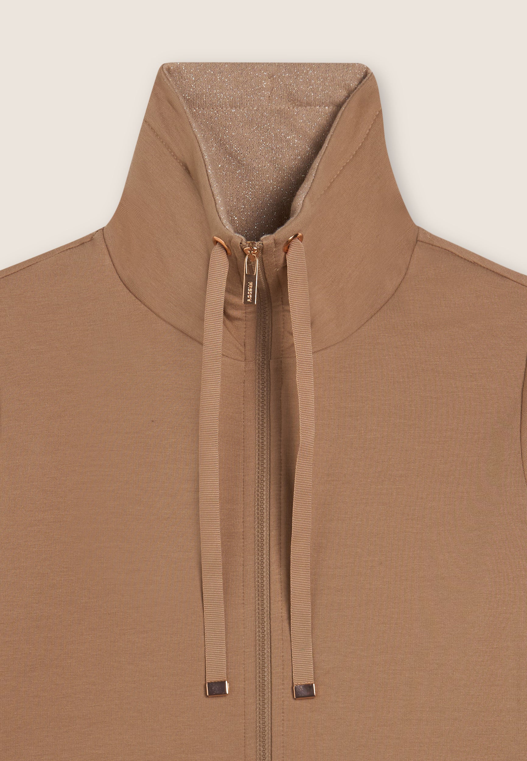 Women's full-zip turtleneck sweatshirt with melange lurex inserts