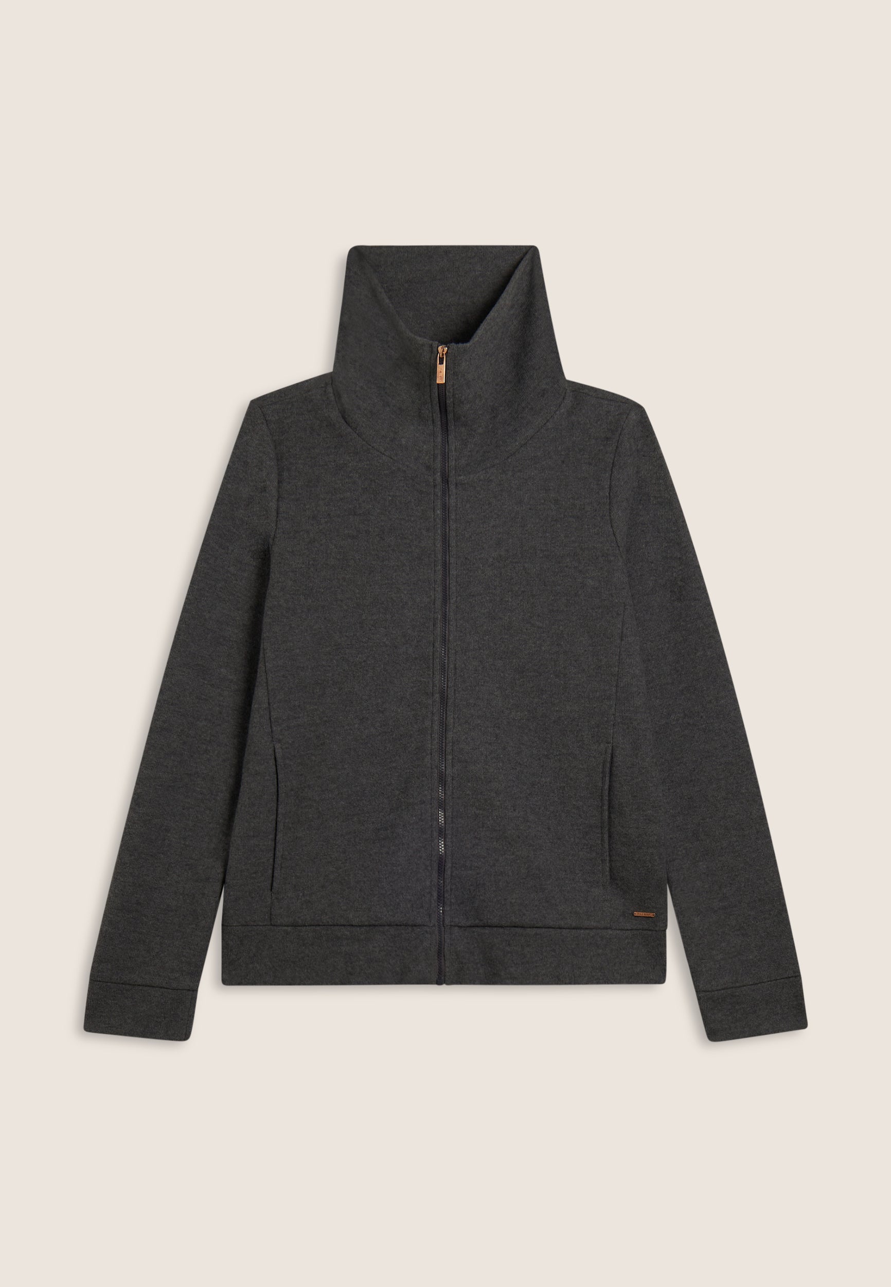 Women's full-zip sweatshirt with tricot effect and turtleneck