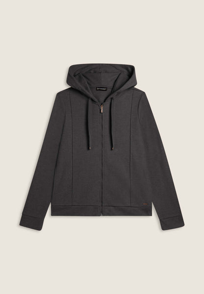 Women's zip hoodie with tricot effect