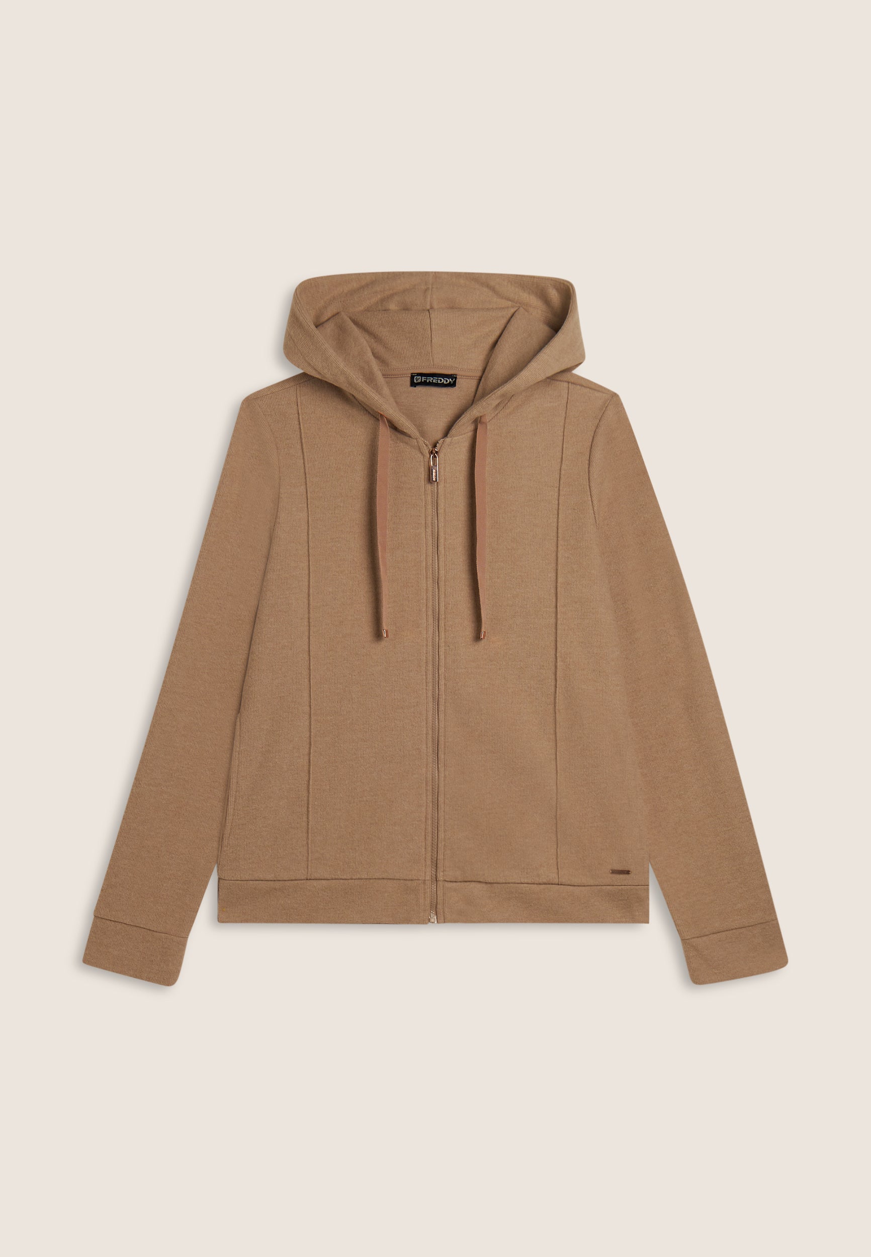 Women's zip hoodie with tricot effect