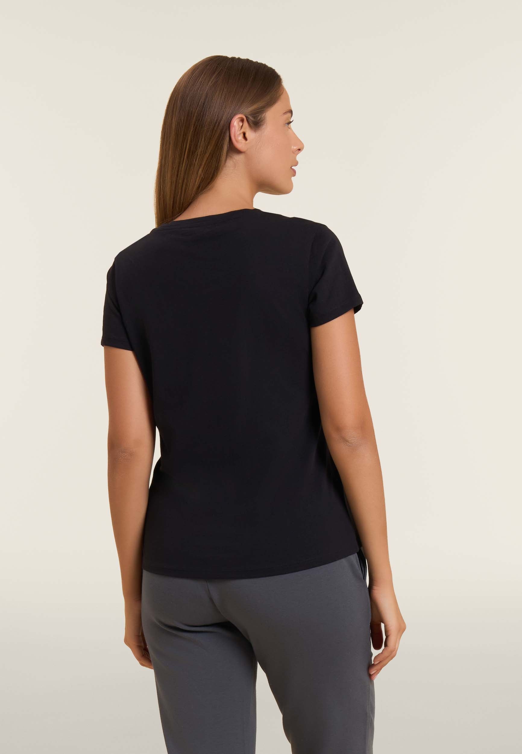 Supima cotton T-shirt with two-tone sequinned logo