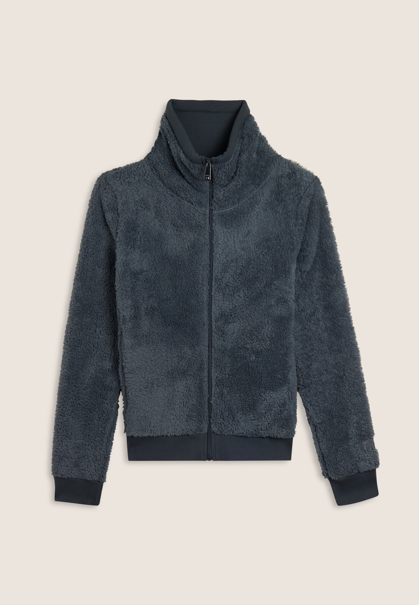 Sherpa fleece sweatshirt with zip and turtleneck