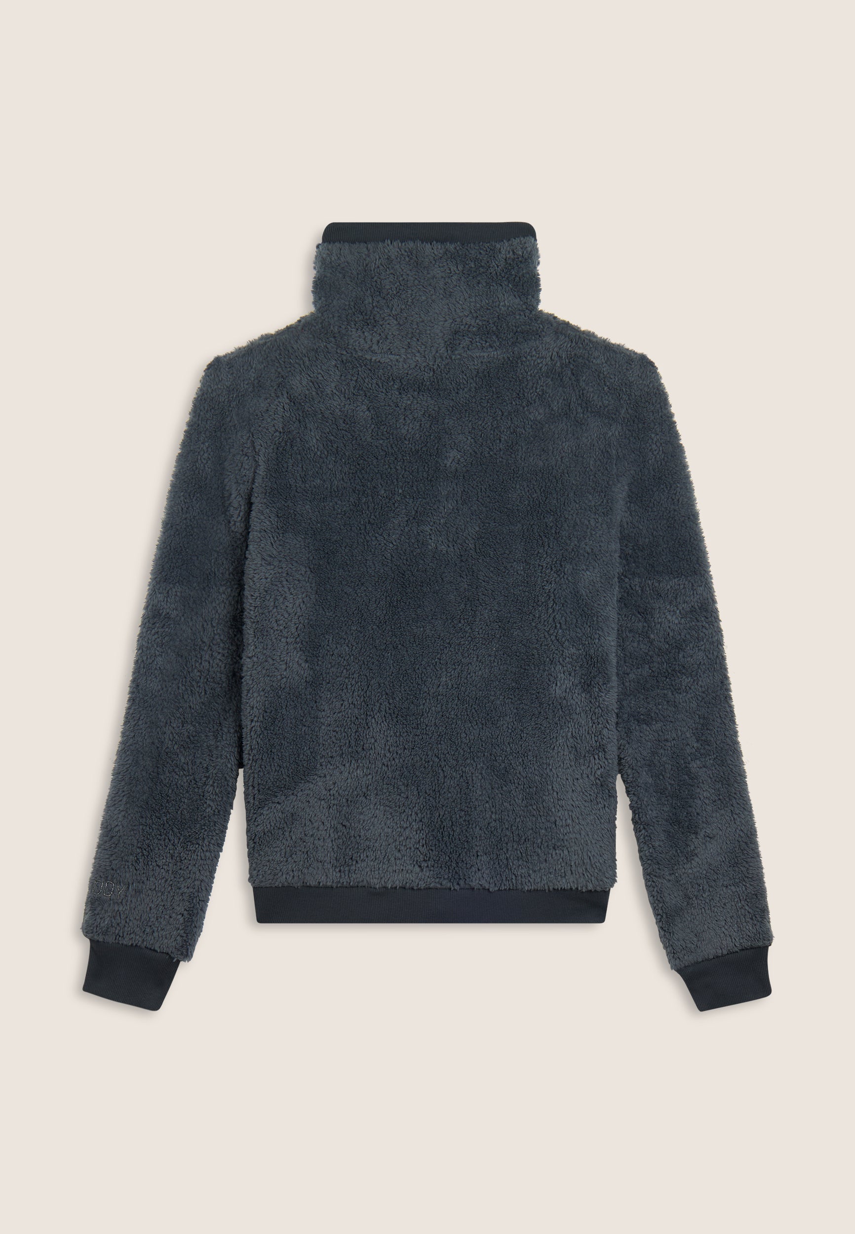 Sherpa fleece sweatshirt with zip and turtleneck