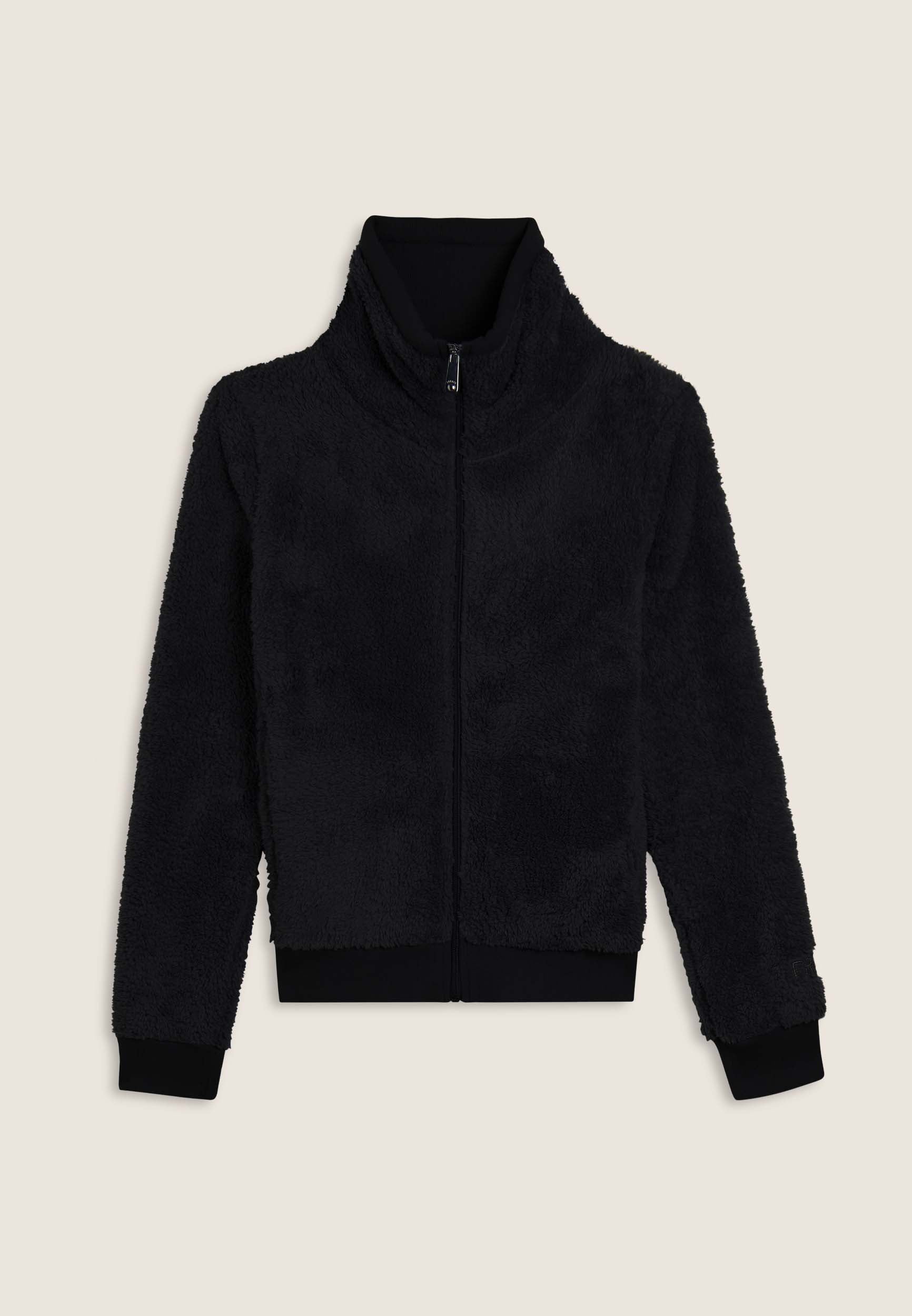 Sherpa fleece sweatshirt with zip and turtleneck