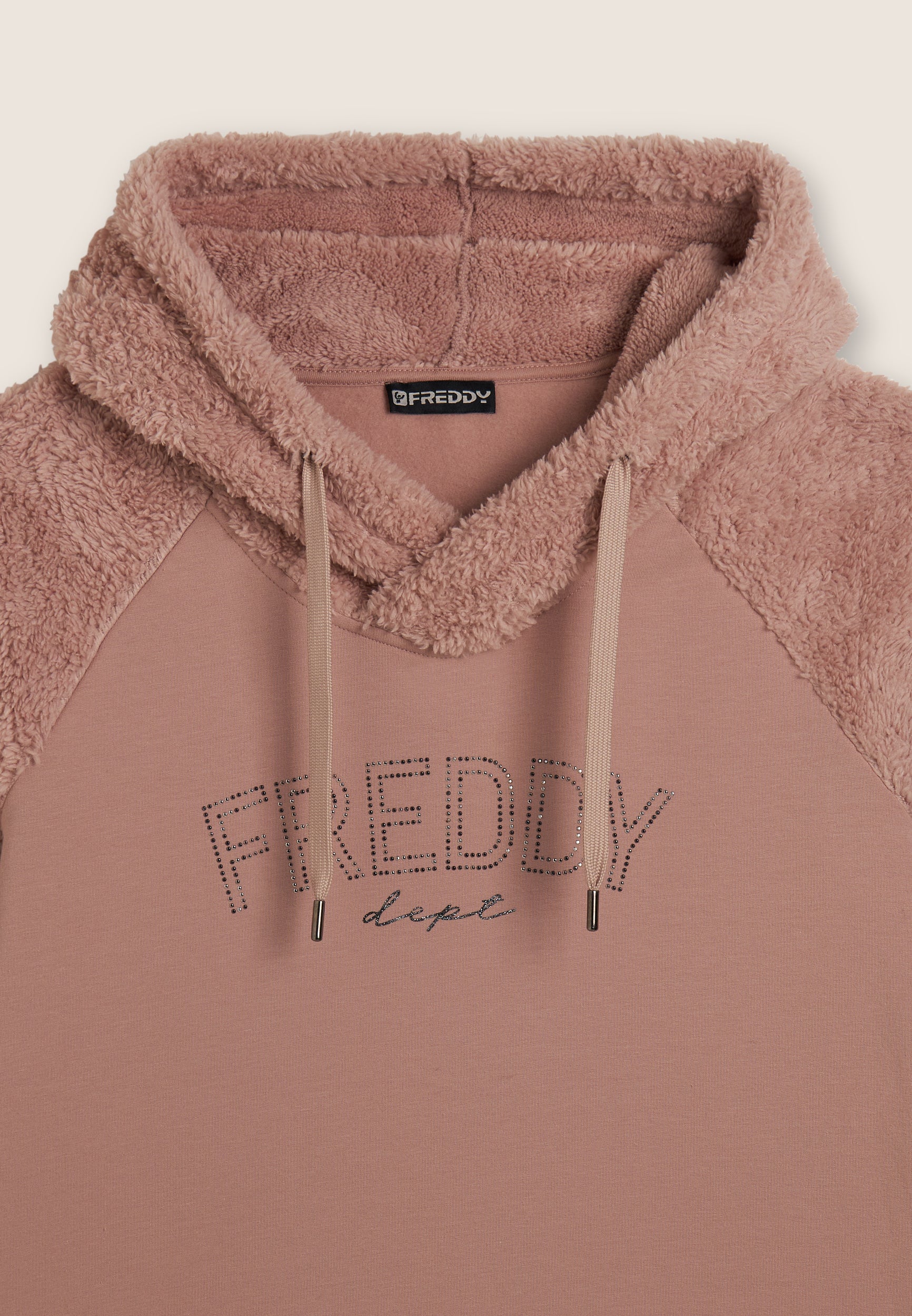 Hoodie mit Crossover-Kapuze und Ärmeln aus Sherpa-Fleece