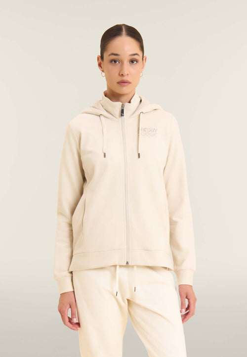 Hoodie with turtleneck and ribbed inserts