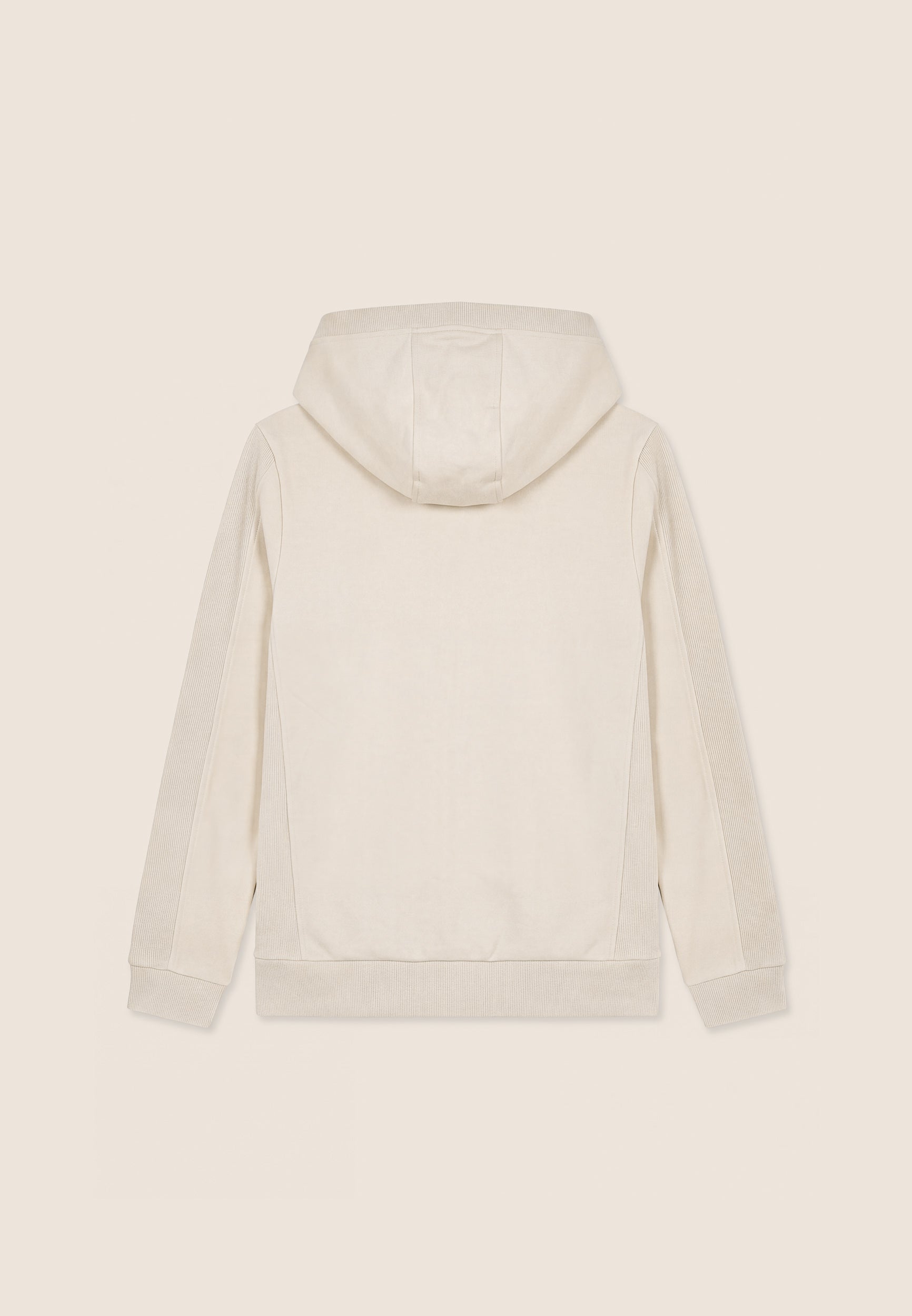 Women's zip-front hoodie with ribbed inserts