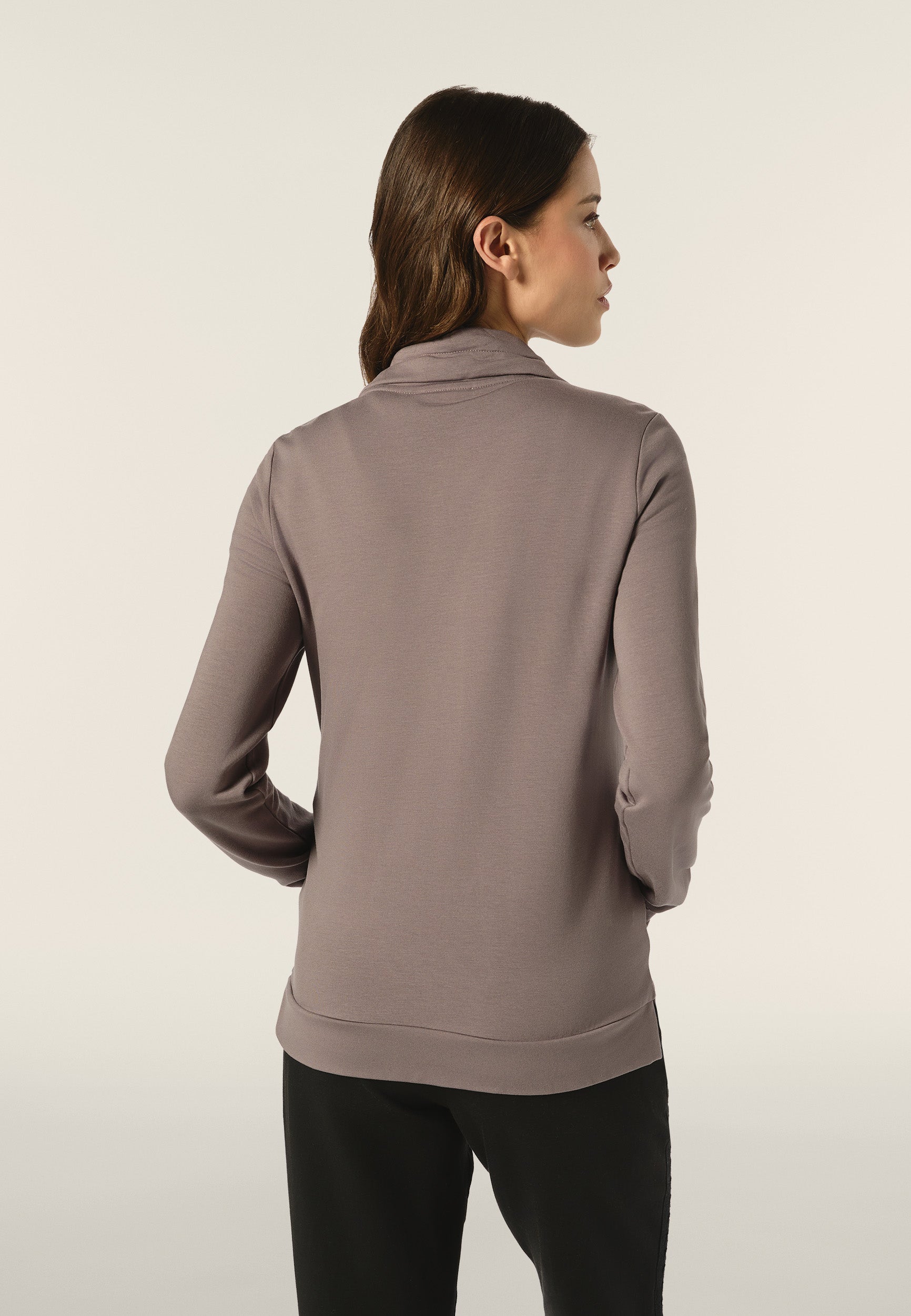 flan928ページ Felpa donna con zip e collo alto in felpa di viscosa