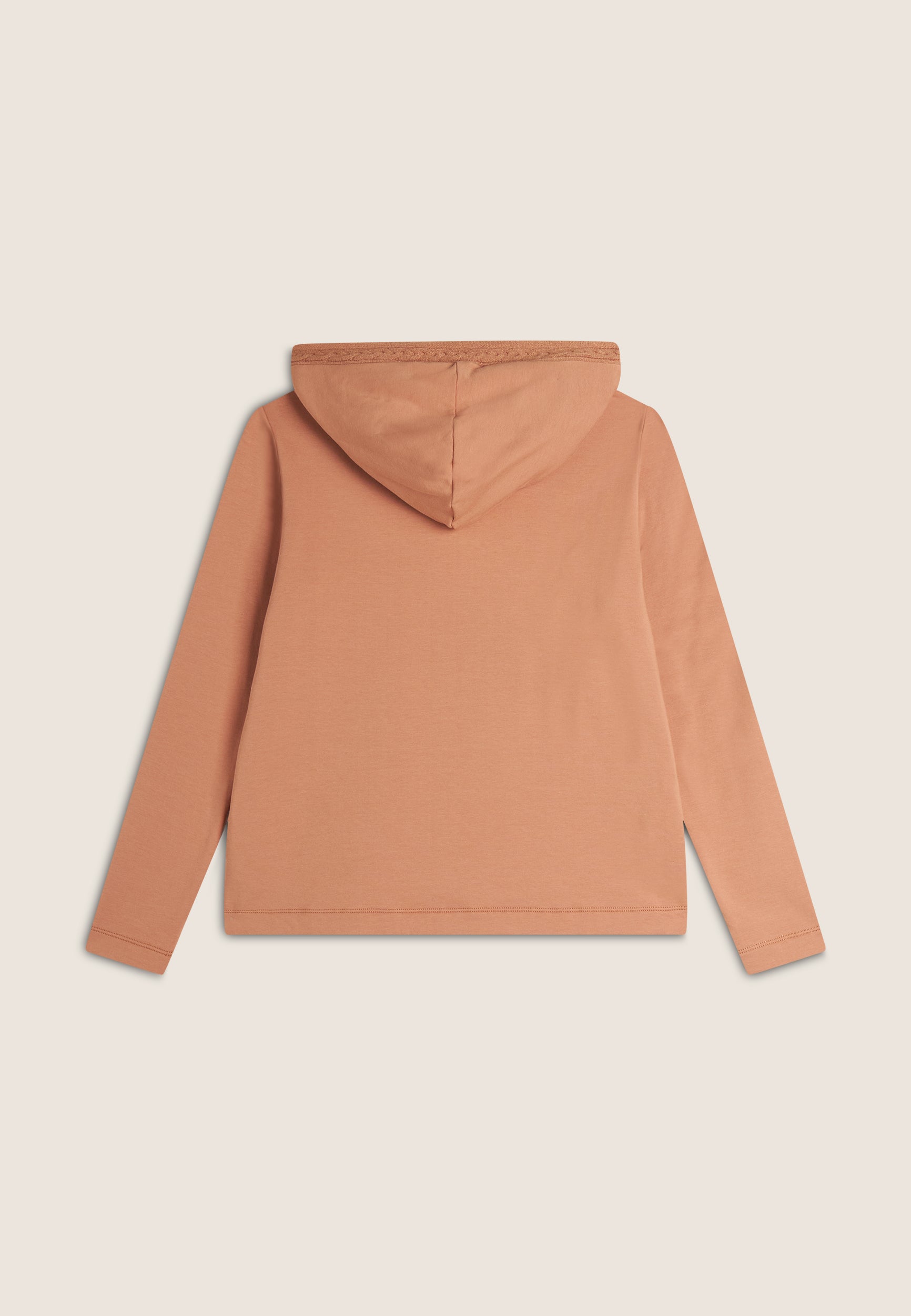 Cable knit tricot hoodie with a pouch pocket