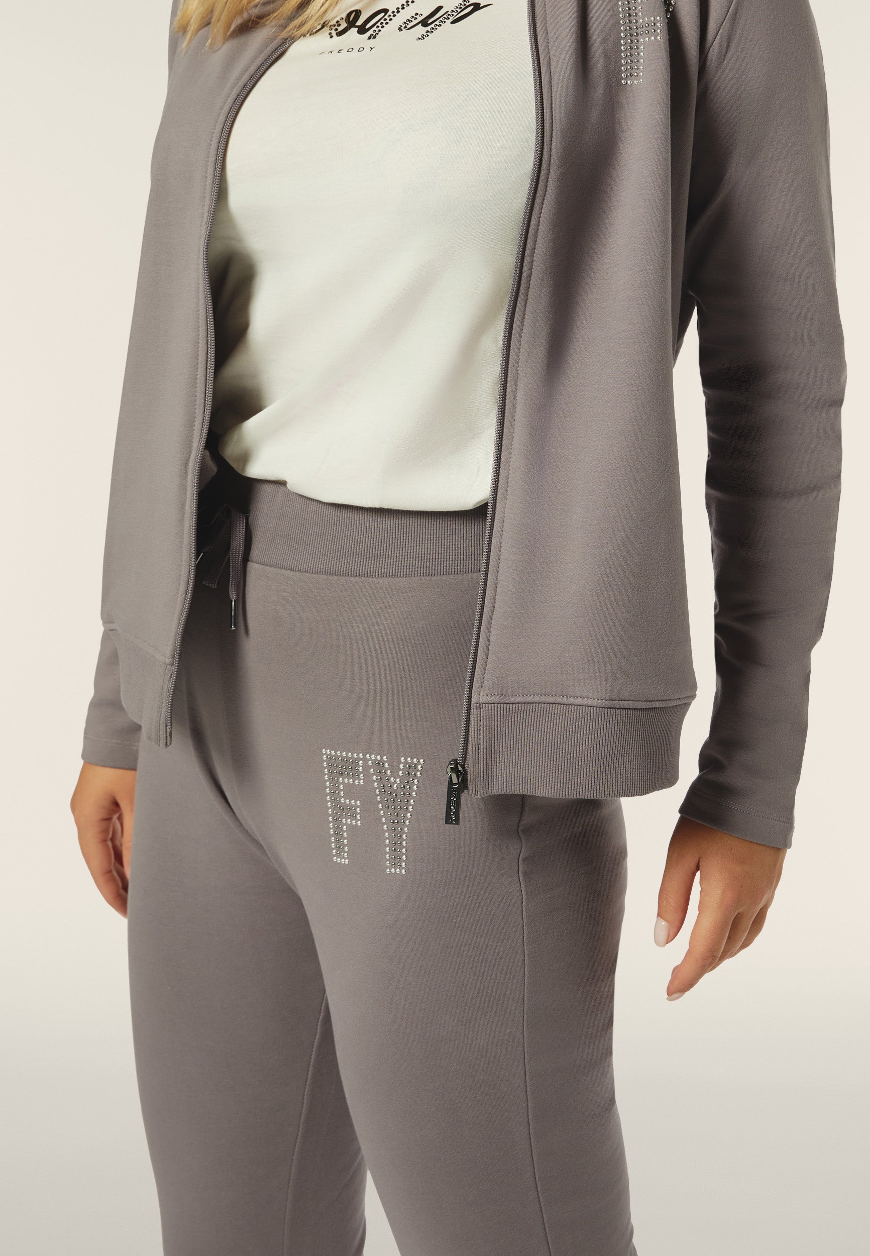 レッグウェア PURITTO GIRDLE Women's track suit in fleece with a zip, high neck and bead
