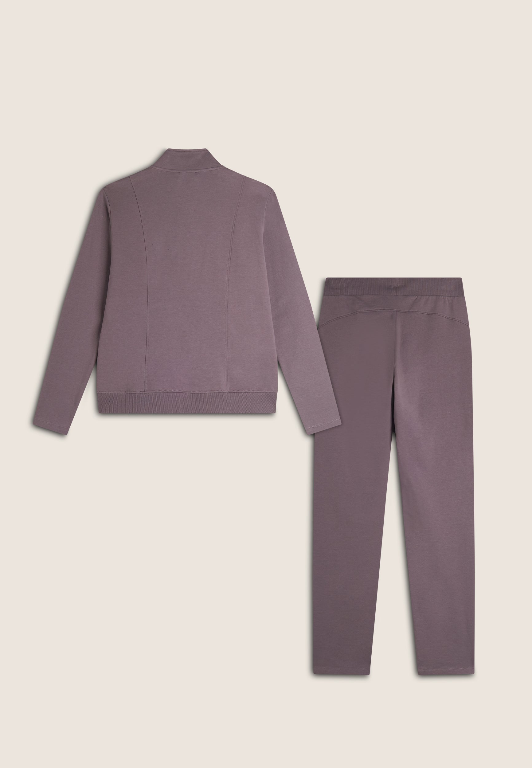 Women's track suit in fleece with a zip, high neck and bead