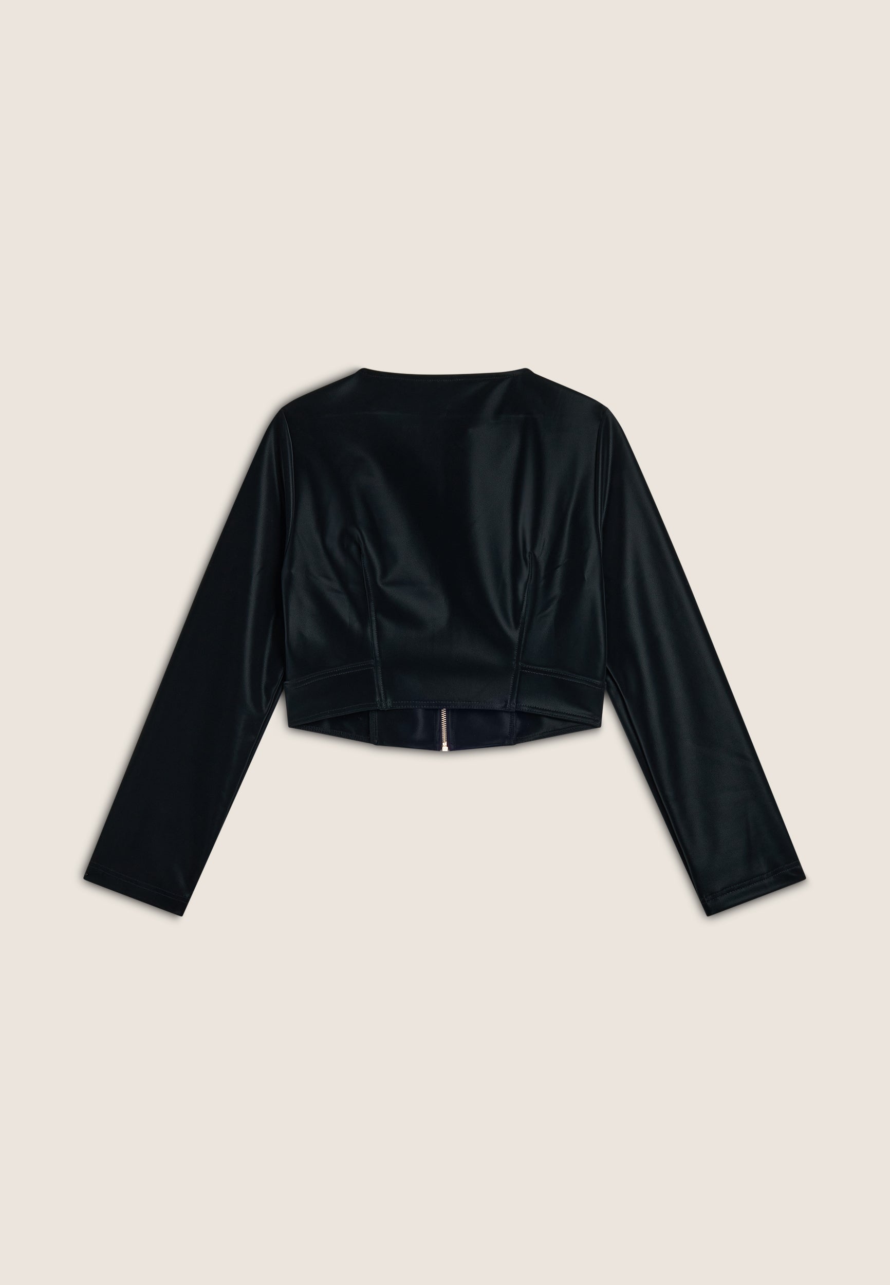 ジャケット・アウター melt the lady arm slit cropped jacket Women's zip-front cropped jacket in shiny faux leather