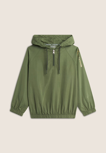 Girls' Soft Shell Jacket with Hood and half-length zip fastening