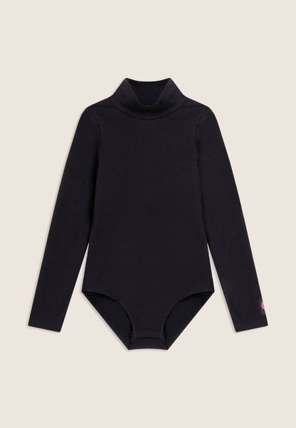 Junior mock-neck bodysuit in stretch cotton