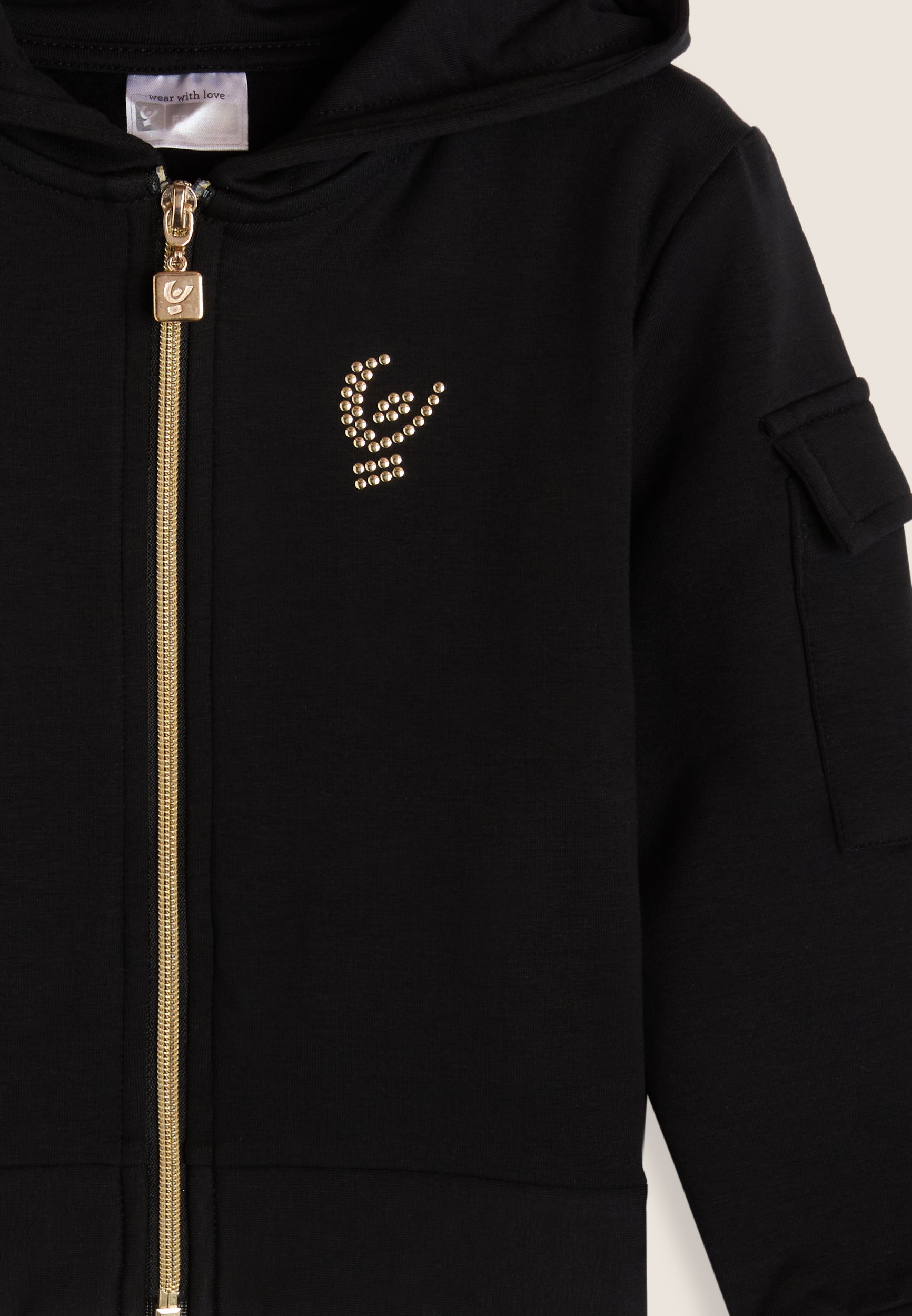 Girl's zip hoodie with gold details