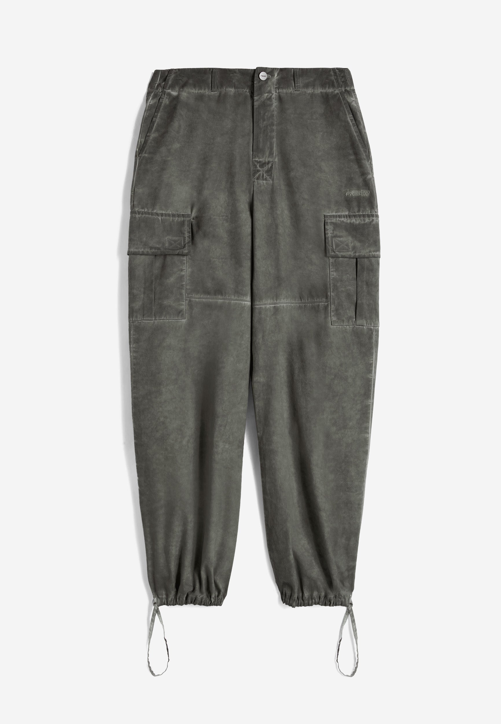 Cold-garment-dyed cargo trousers in canvas