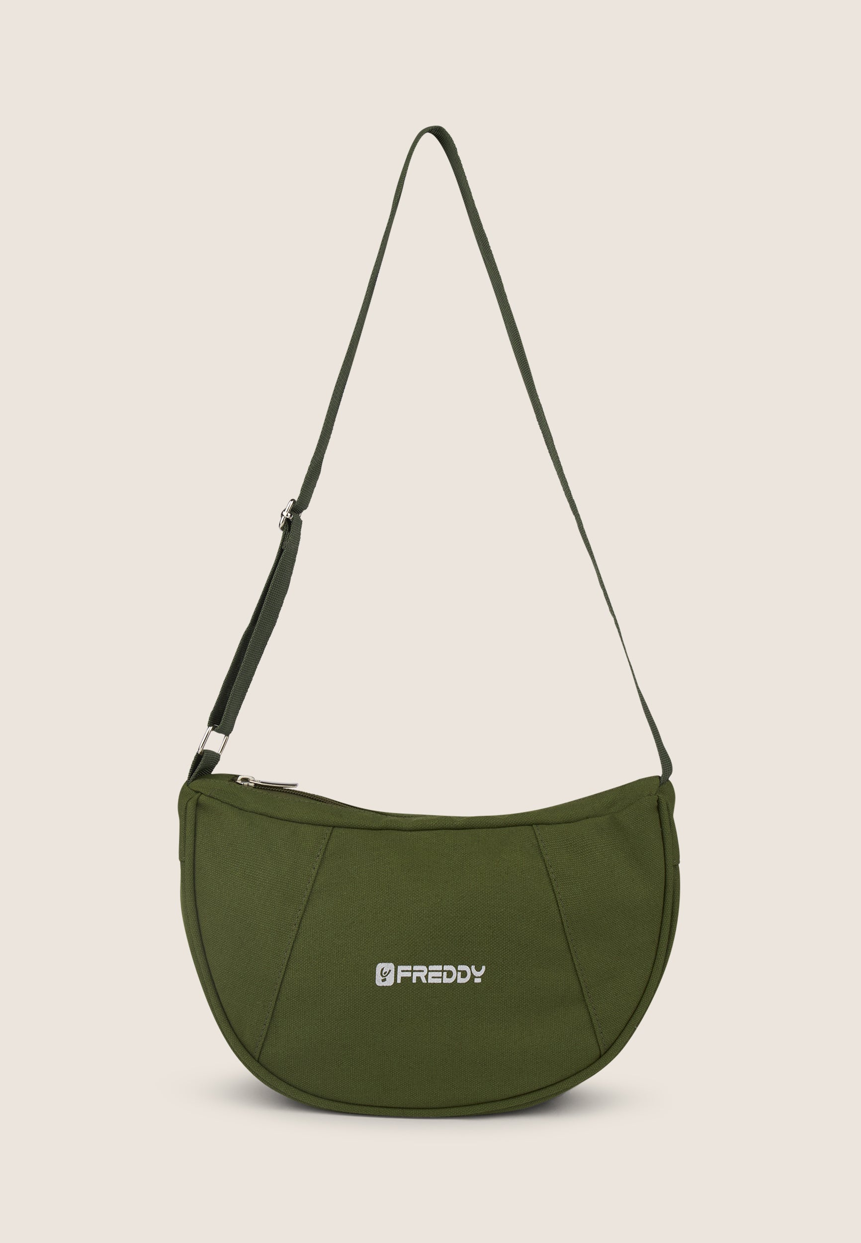 Half-moon zipped canvas shoulder bag – Freddy Spa