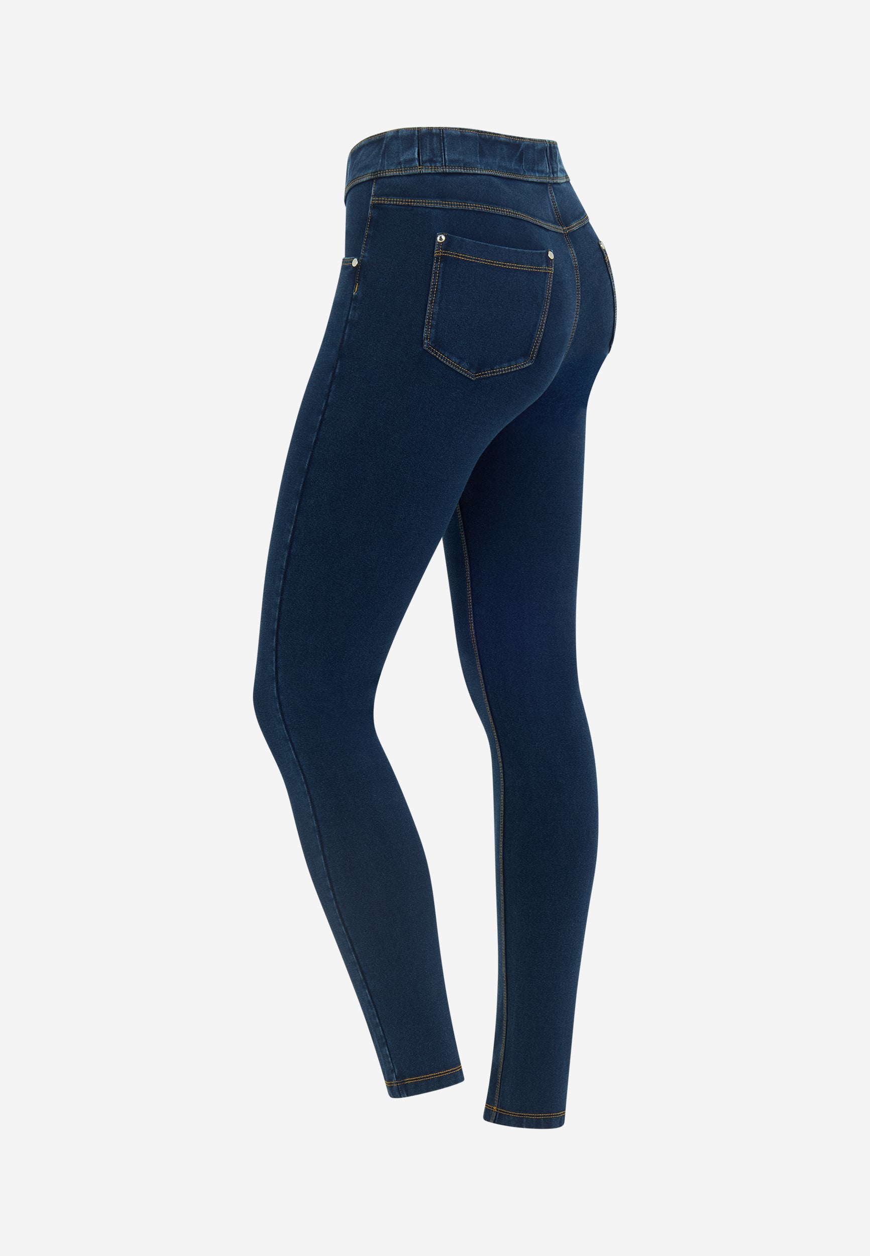 Medium-waist denim jersey jeggings