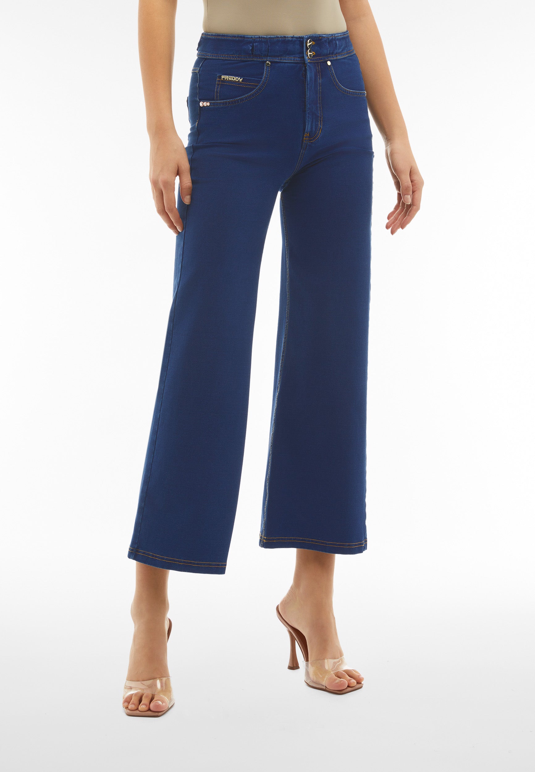 パンツ Eaphi WAVE DESIGN HIGH WAIST DENIM navy WAVE DESIGN HIGH WAIST DENIM