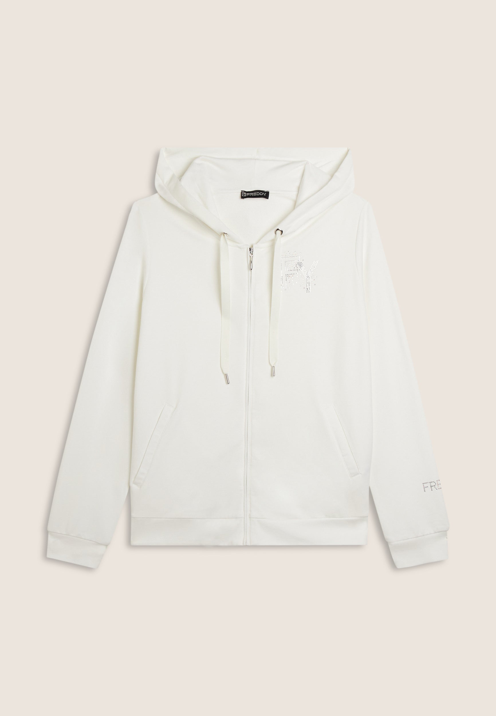 Zip hoodie with FY rhinestone logo