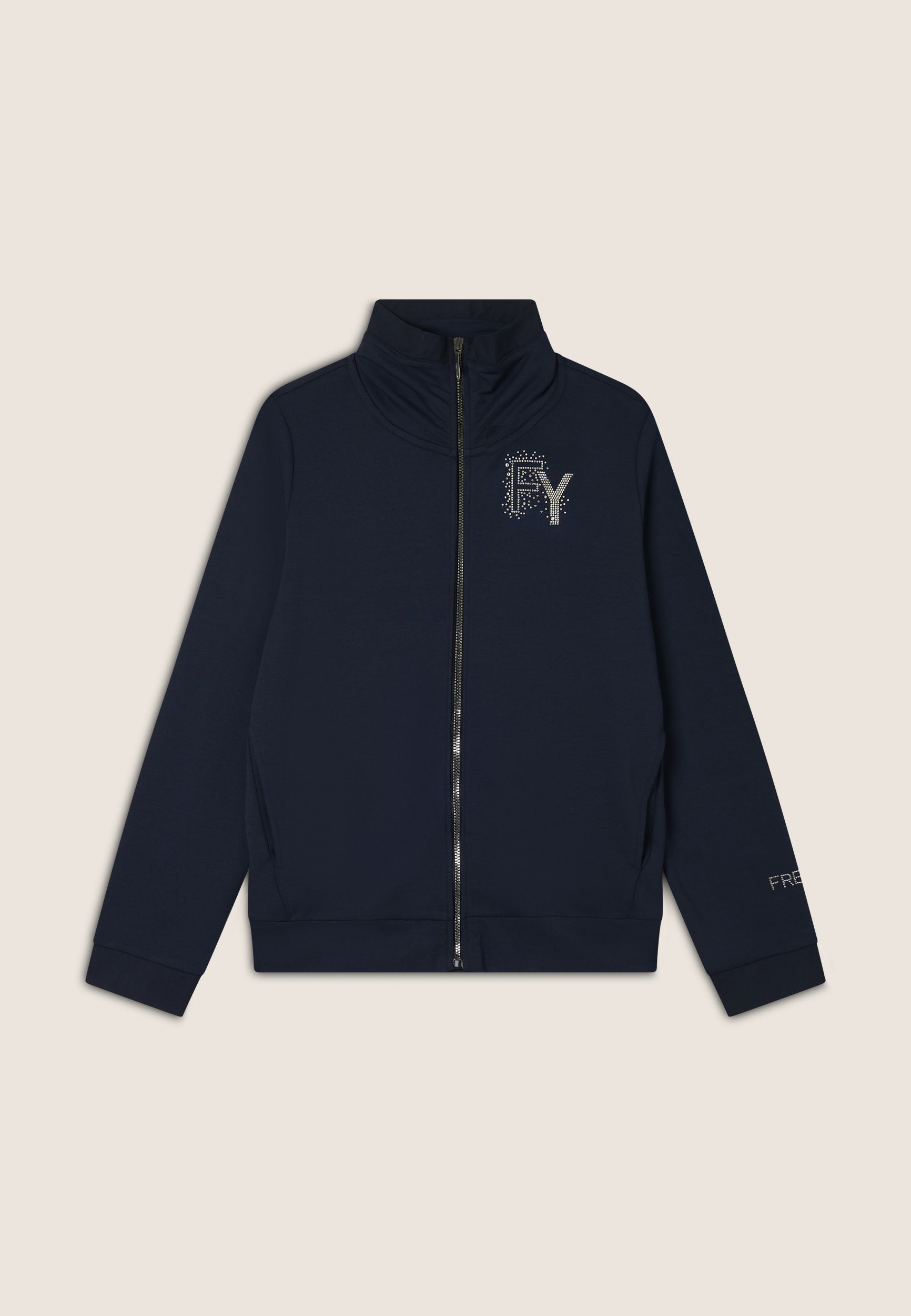 Turtleneck zip sweatshirt with silk effect detailing