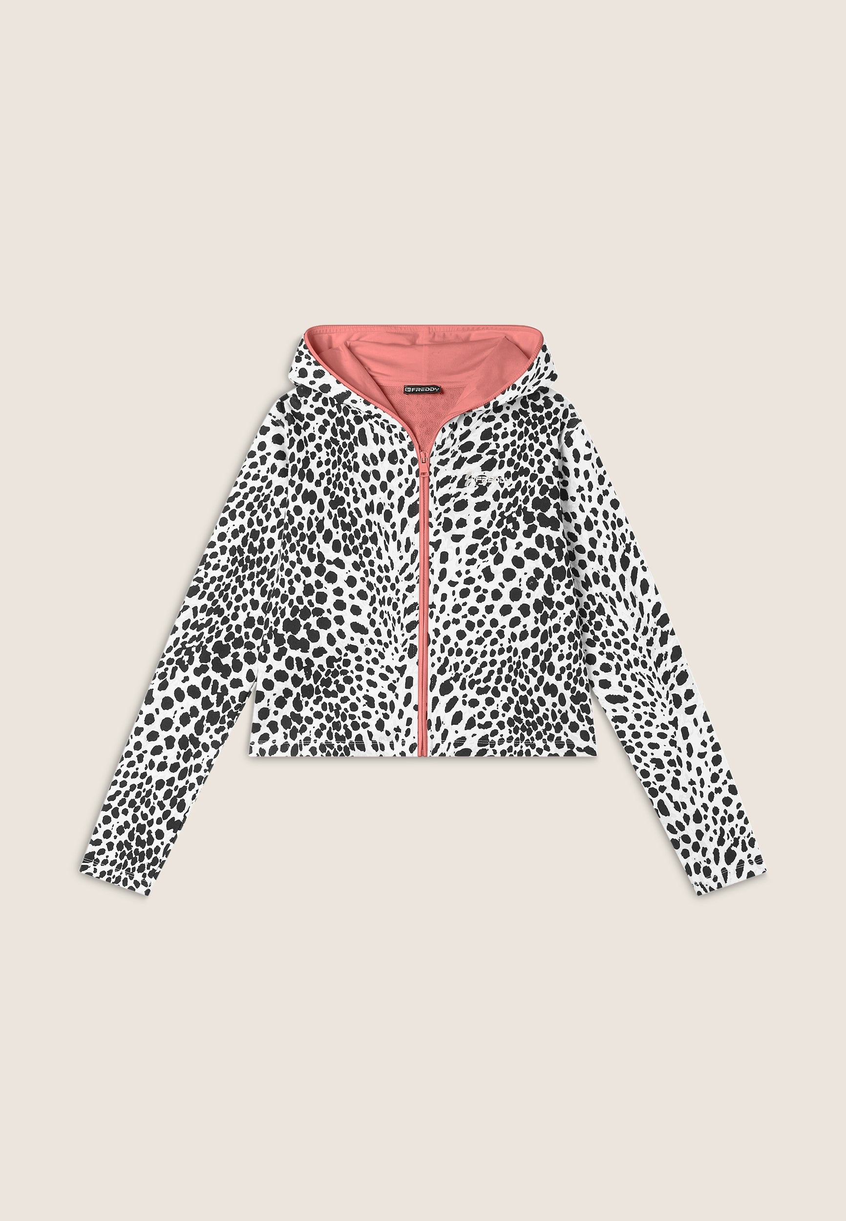 Cropped sweatshirt with zip and animal print hood – Freddy Spa