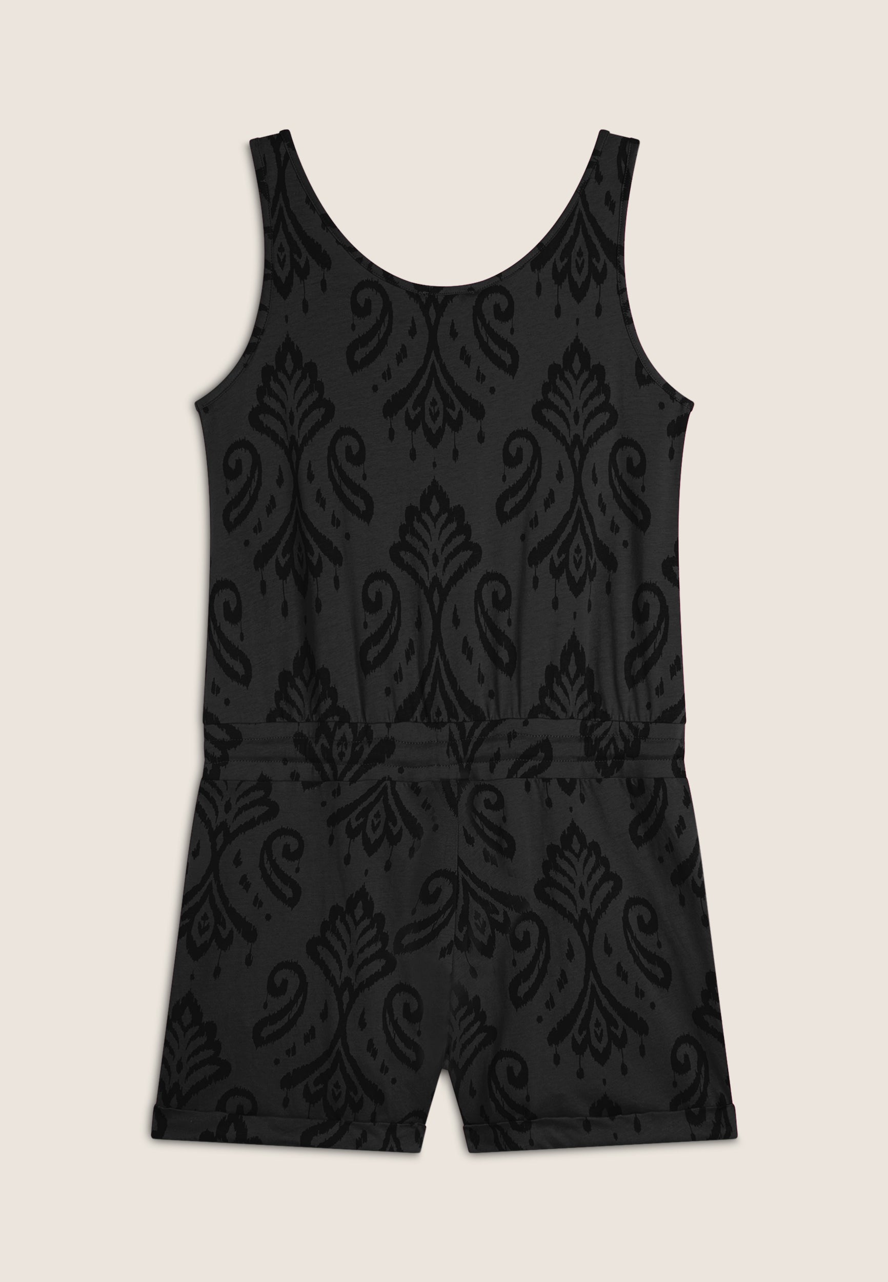 トップス sheer flower printed jersey tanktop Floral jersey short jumpsuit with tank top