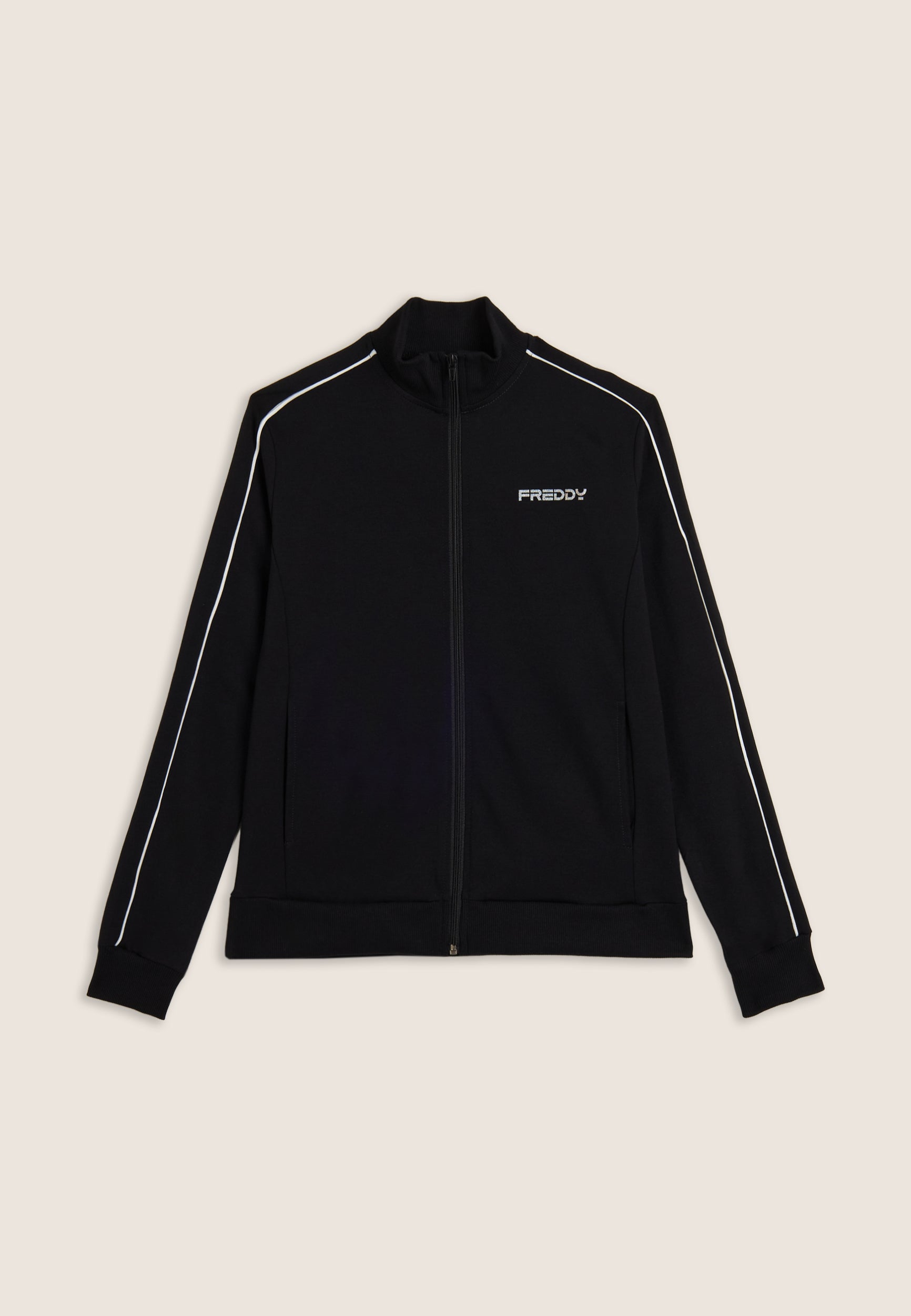 Regular turtleneck zip sweatshirt with contrast piping
