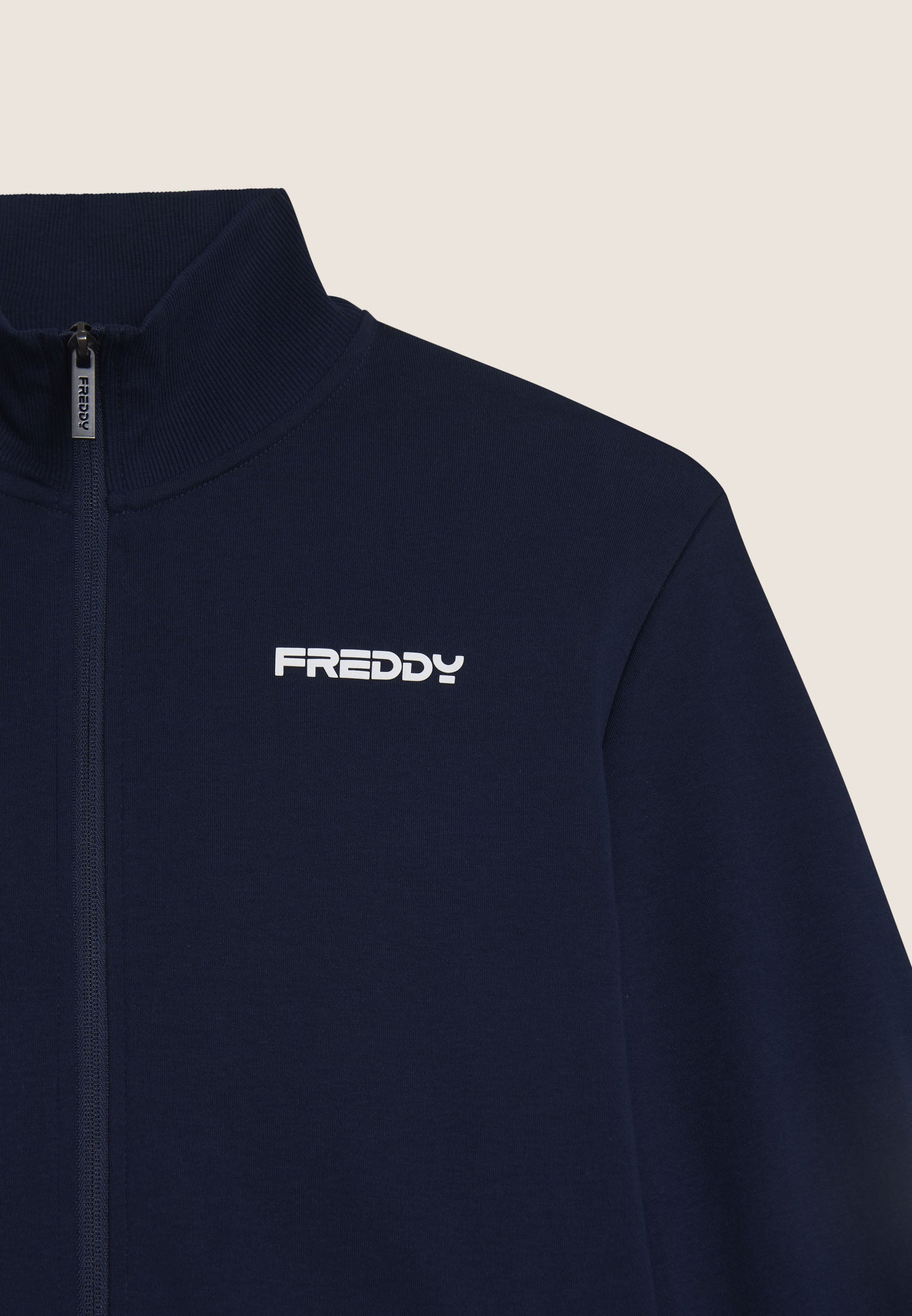Cotton interlock full zip turtleneck sweatshirt