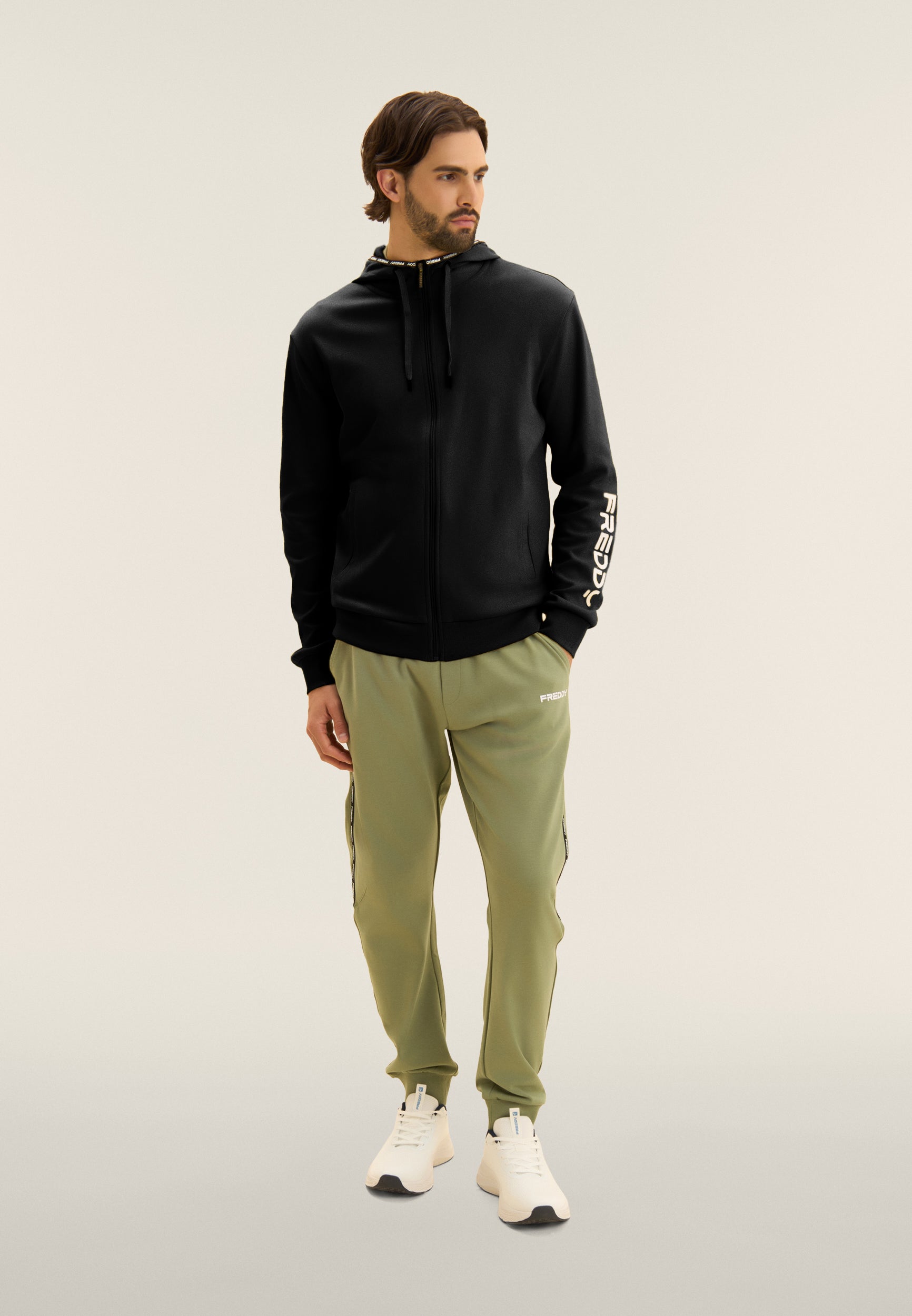 Cotton interlock zip hoodie