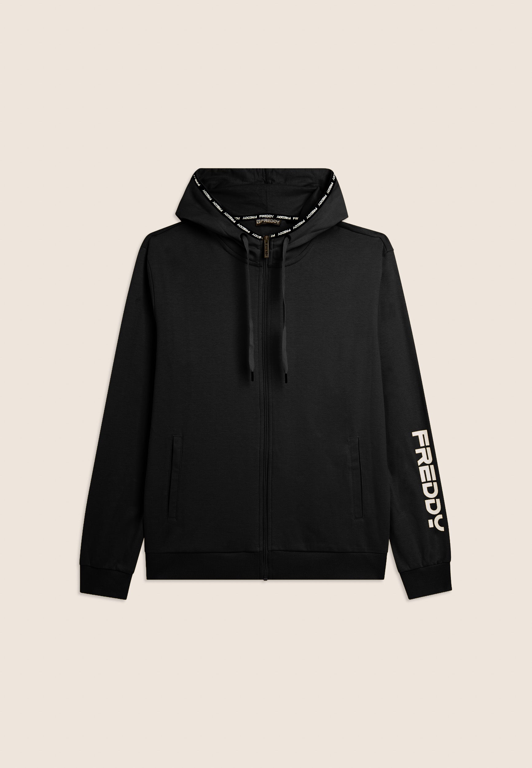 Cotton interlock zip hoodie