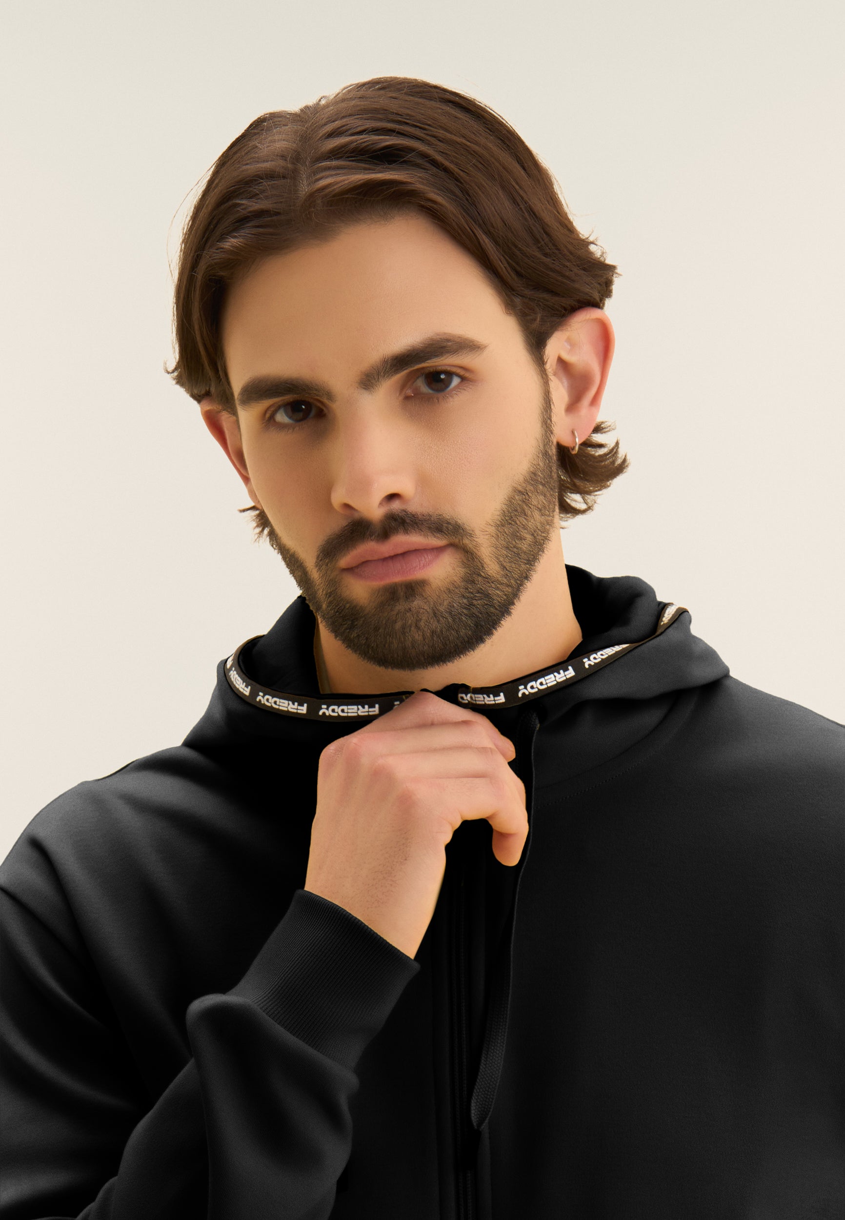 Cotton interlock zip hoodie