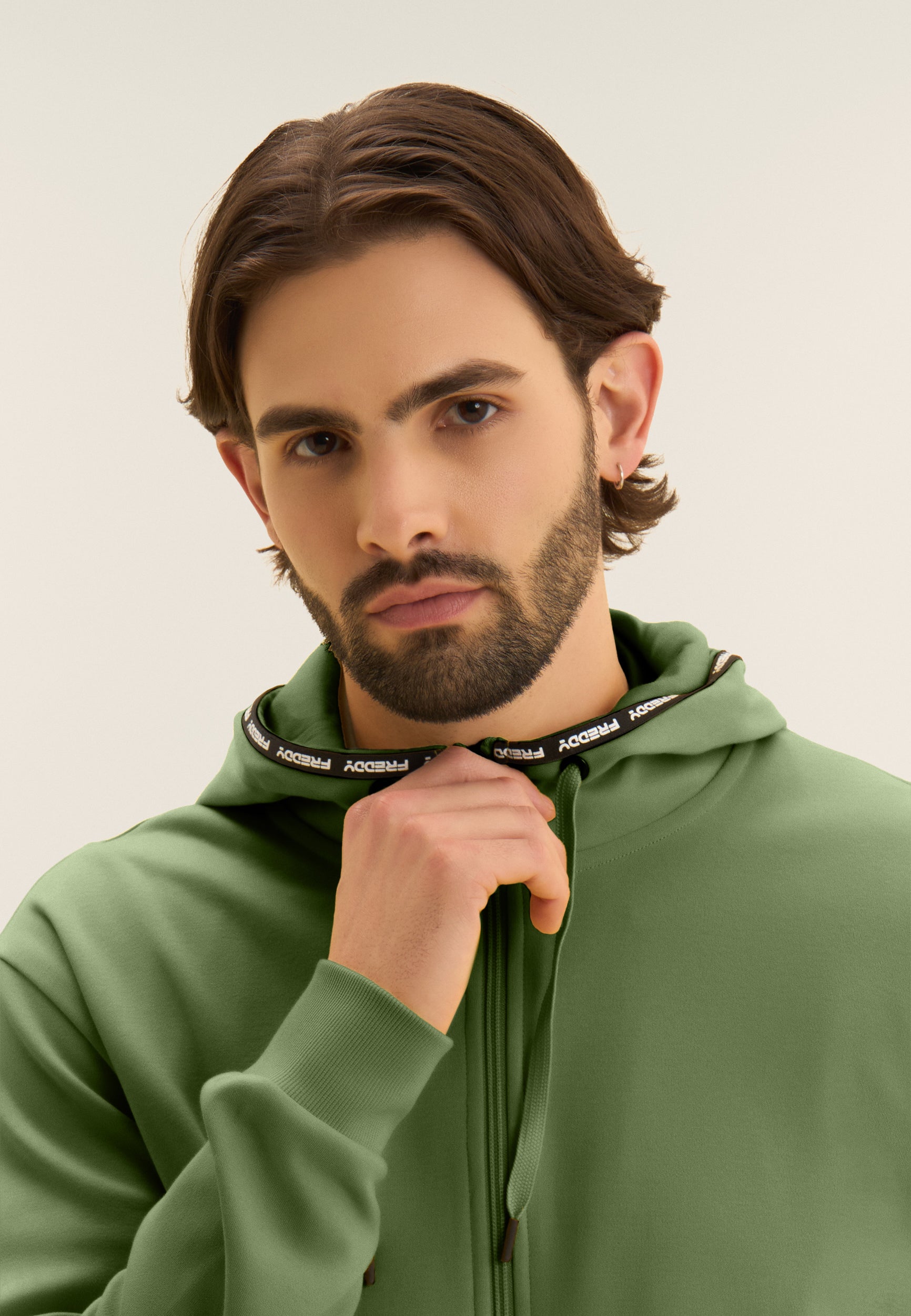 Cotton interlock zip hoodie
